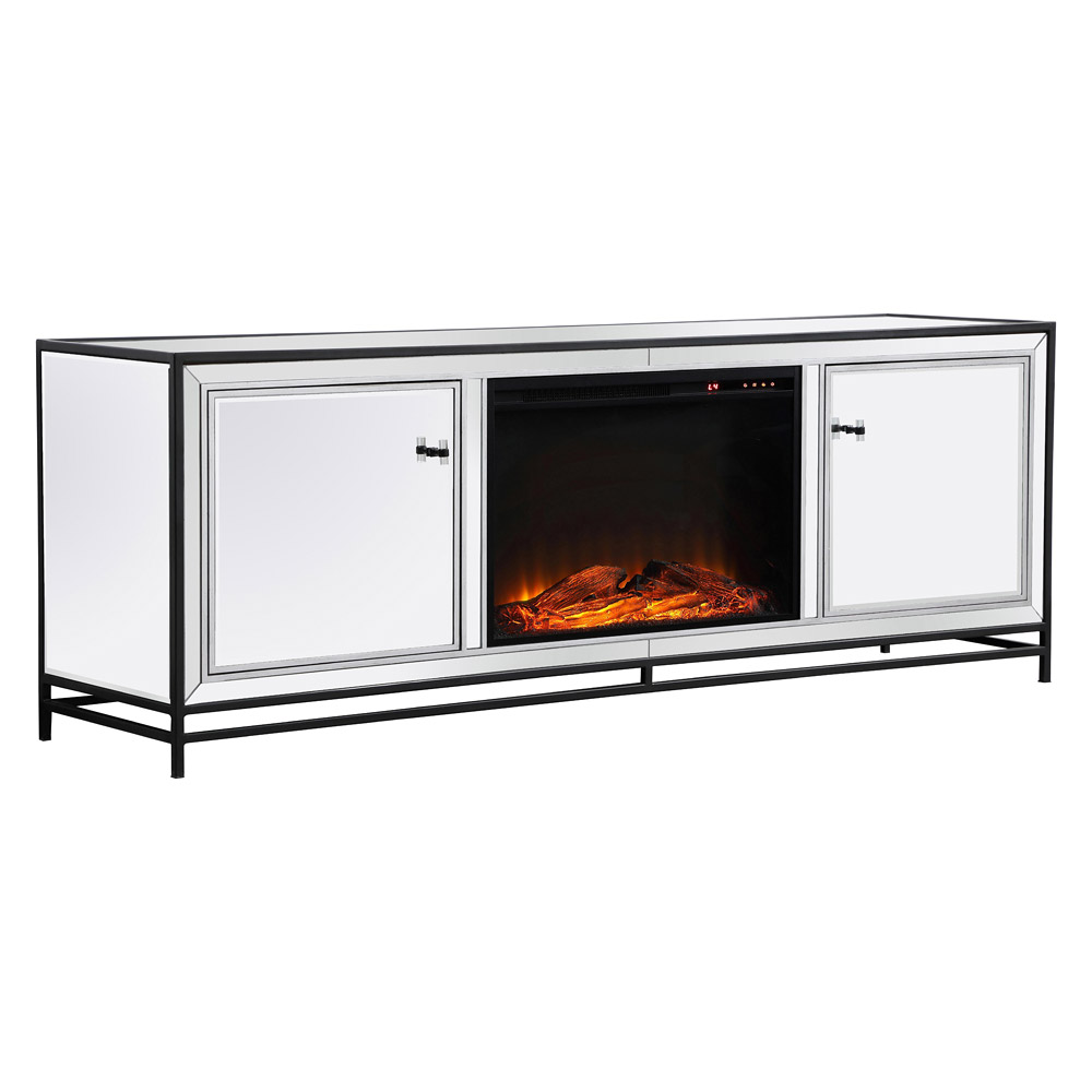 Elegant James 72" Mirrored TV Stand - Black (MF70172BK-F1)