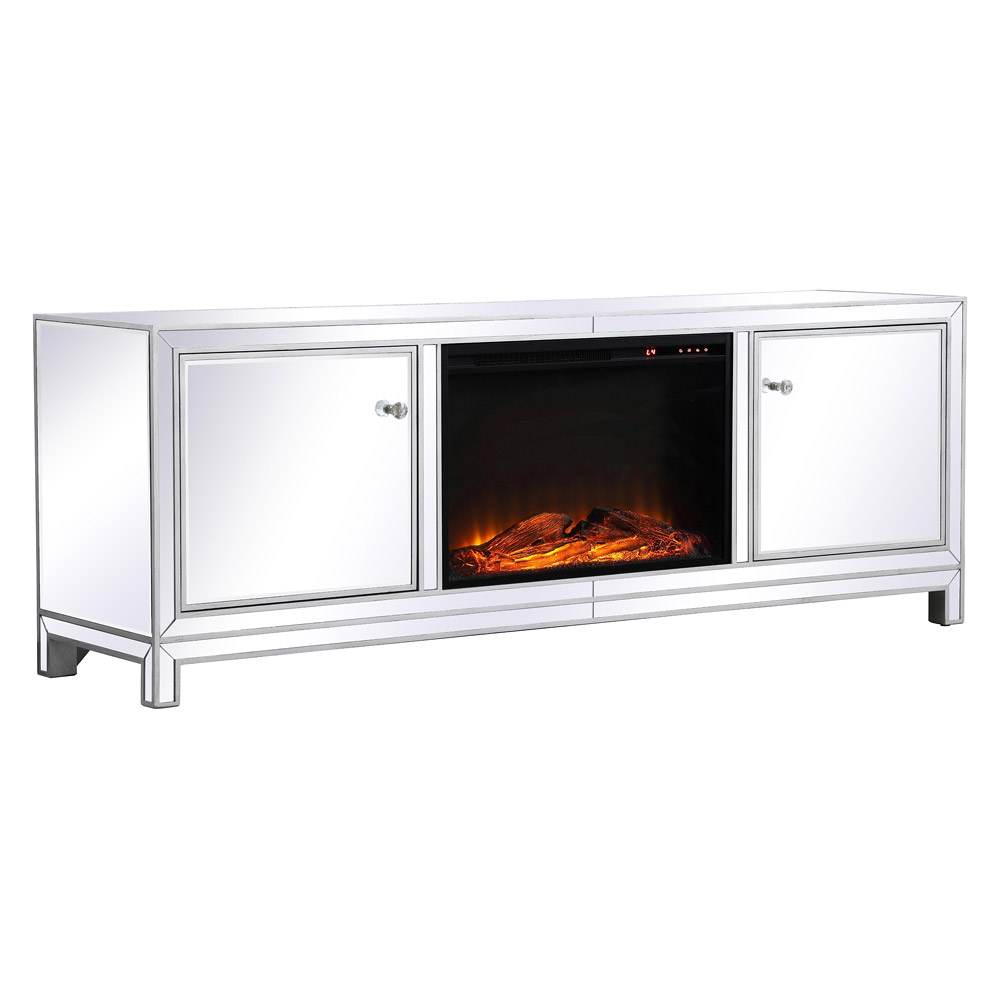 Elegant James 72" Mirrored TV Stand - Silver (MF70172S-F1)