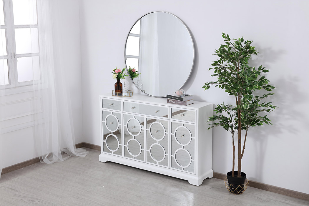 Elegant 60" Mirrored Credenza - White (MF81001WH)