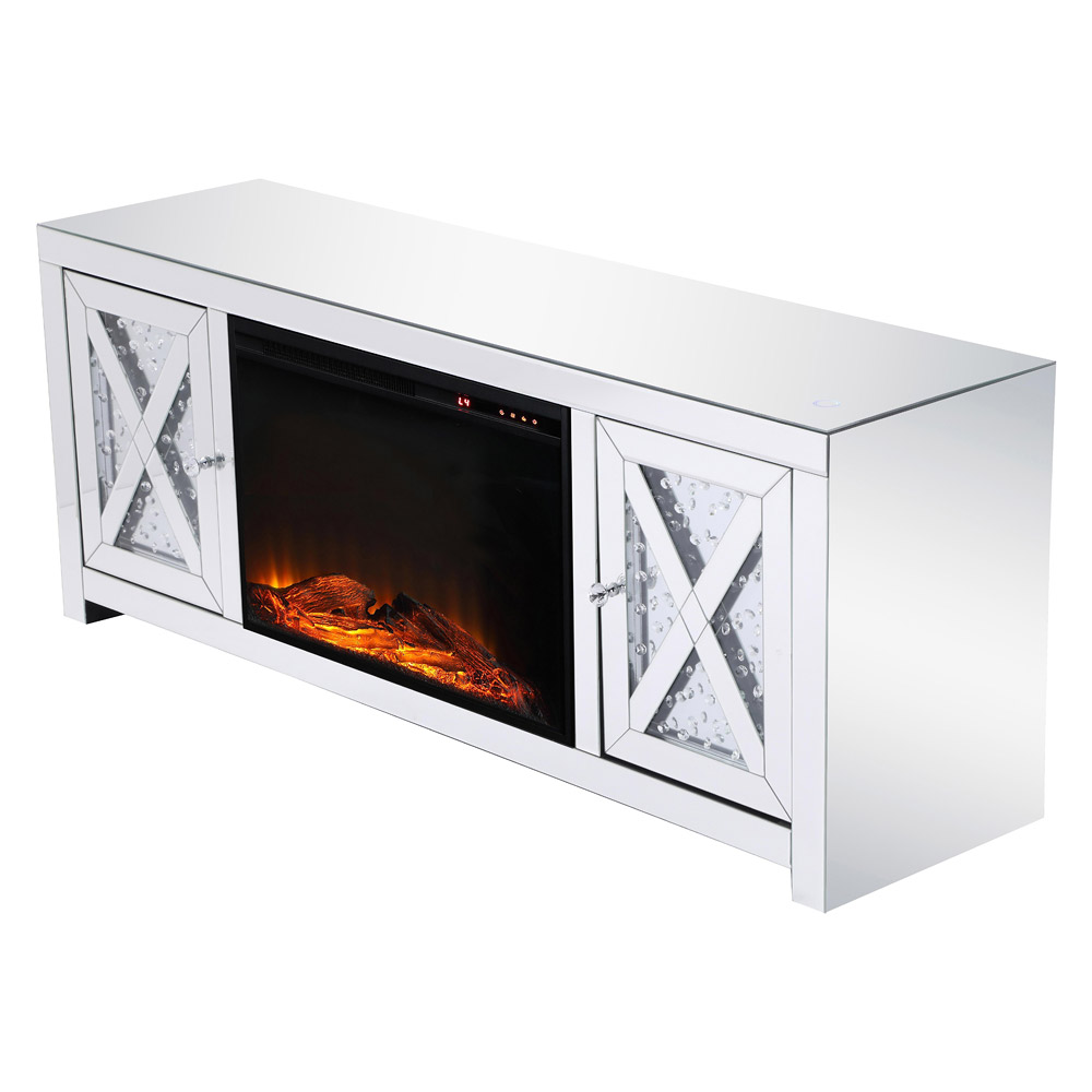 Elegant Raiden 59" Clear TV Cabinet with Fireplace - Clear (MF98904-F1)