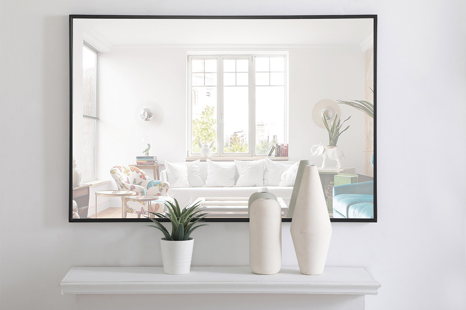 Elegant Wall Mirror - Black, L 42" (MR4077BK)