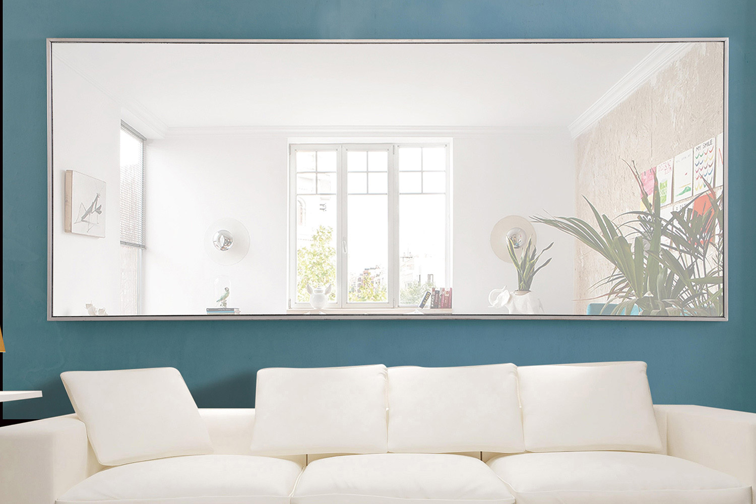 Elegant Wall Mirror - Silver, L 30" (MR4086S)