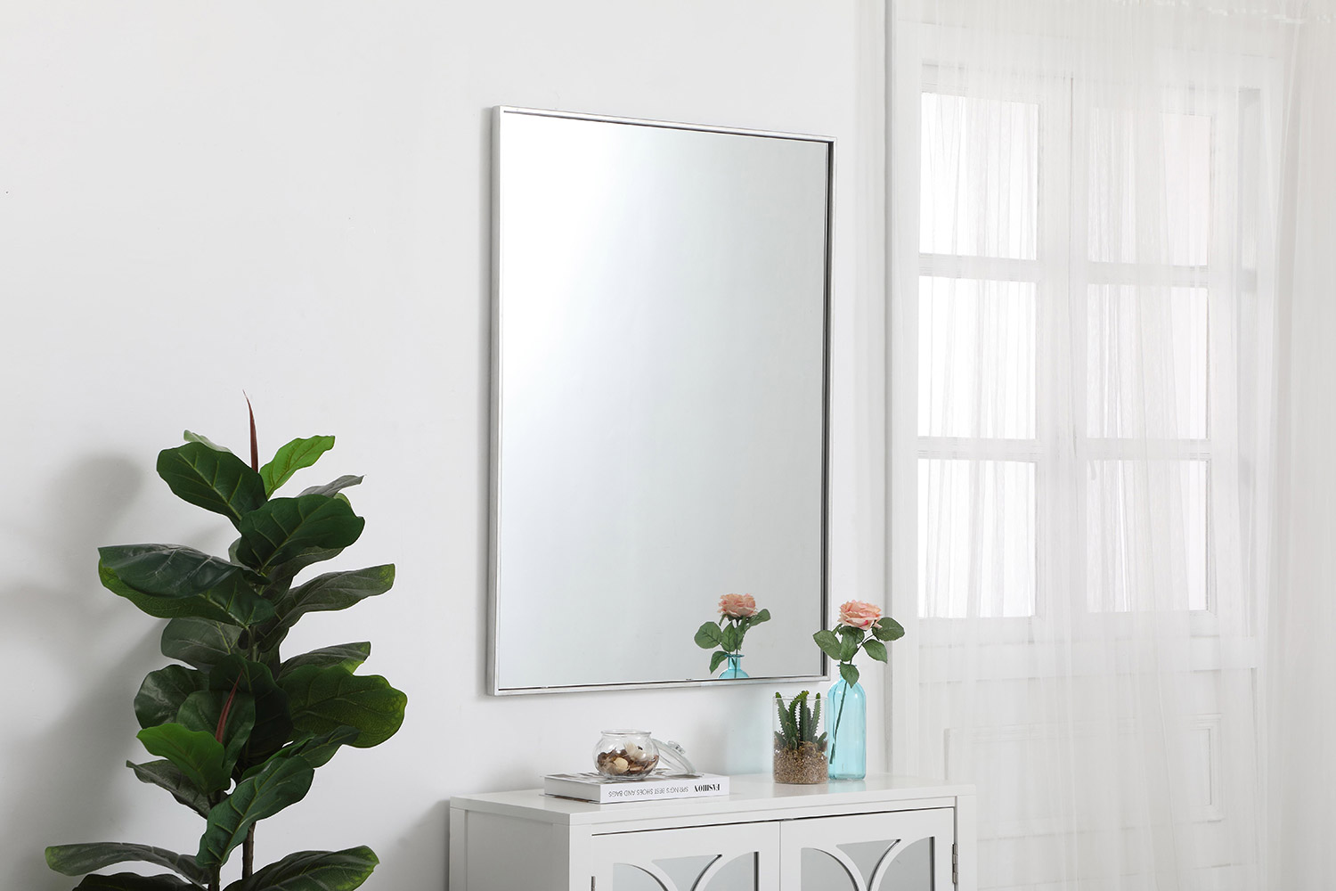 Elegant Wall Mirror - Silver, L 40" (MR43040S)