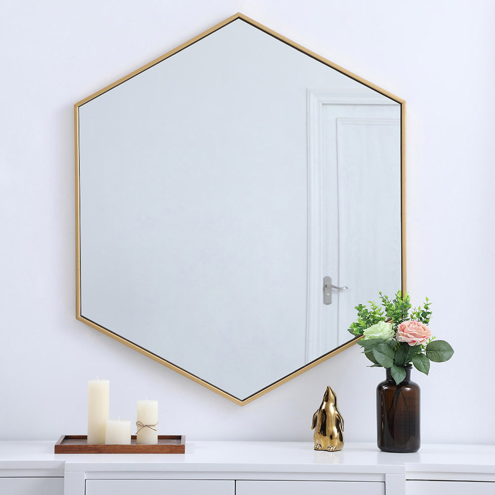 Elegant Wall Mirror - Brass, L 38" (MR4538BR)