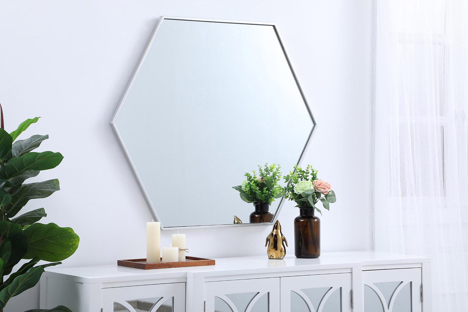 Elegant Wall Mirror - Silver, L 38" (MR4538S)