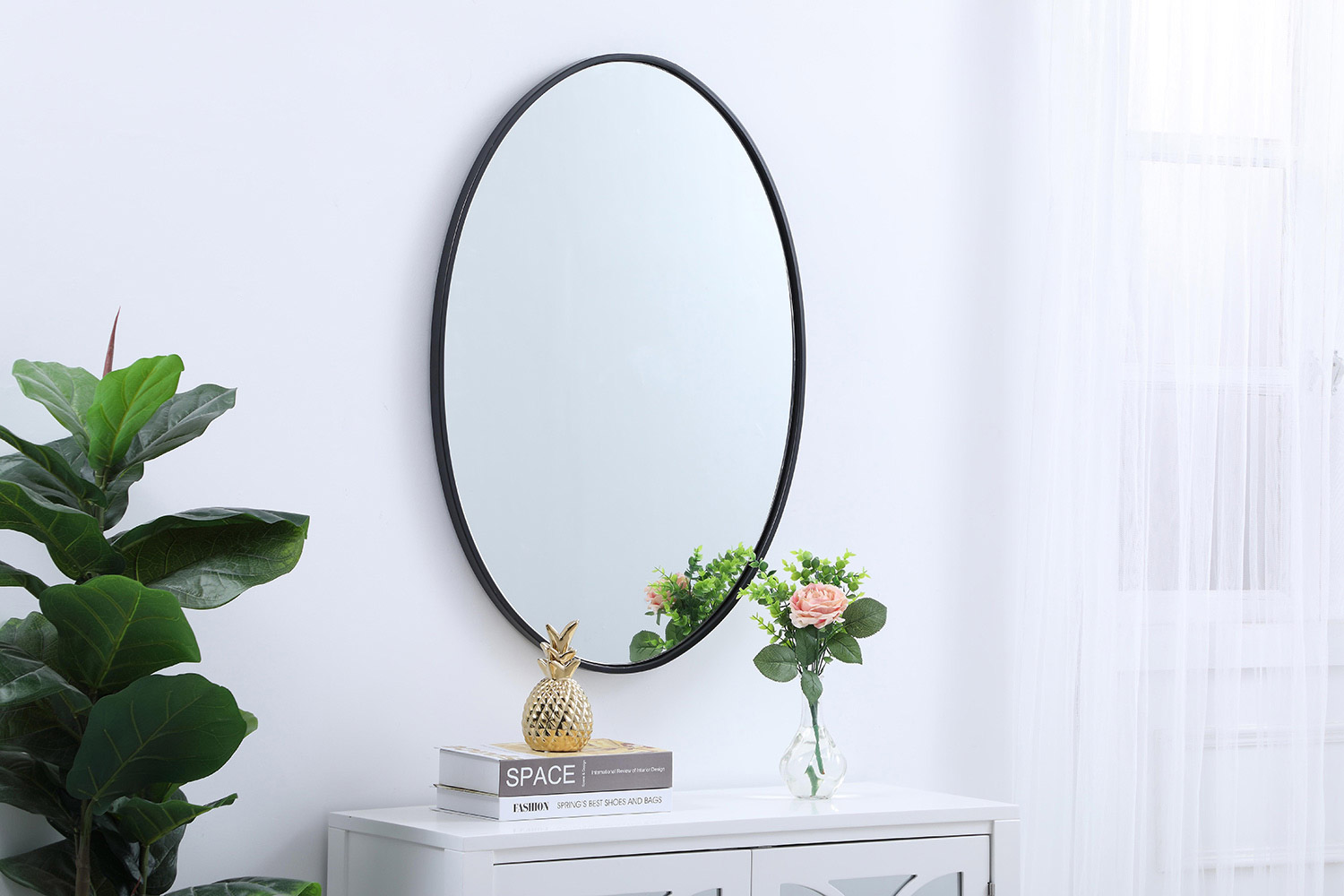 Elegant Wall Mirror - Black, L 34" (MR4624BK)