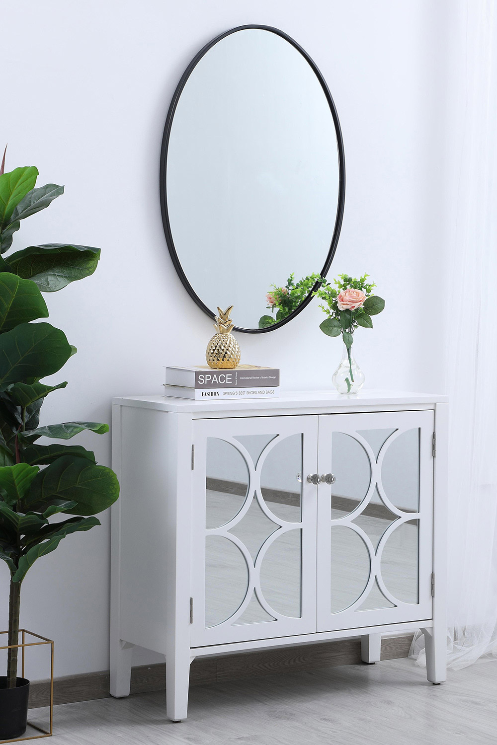 Elegant Wall Mirror - Black, L 34" (MR4624BK)