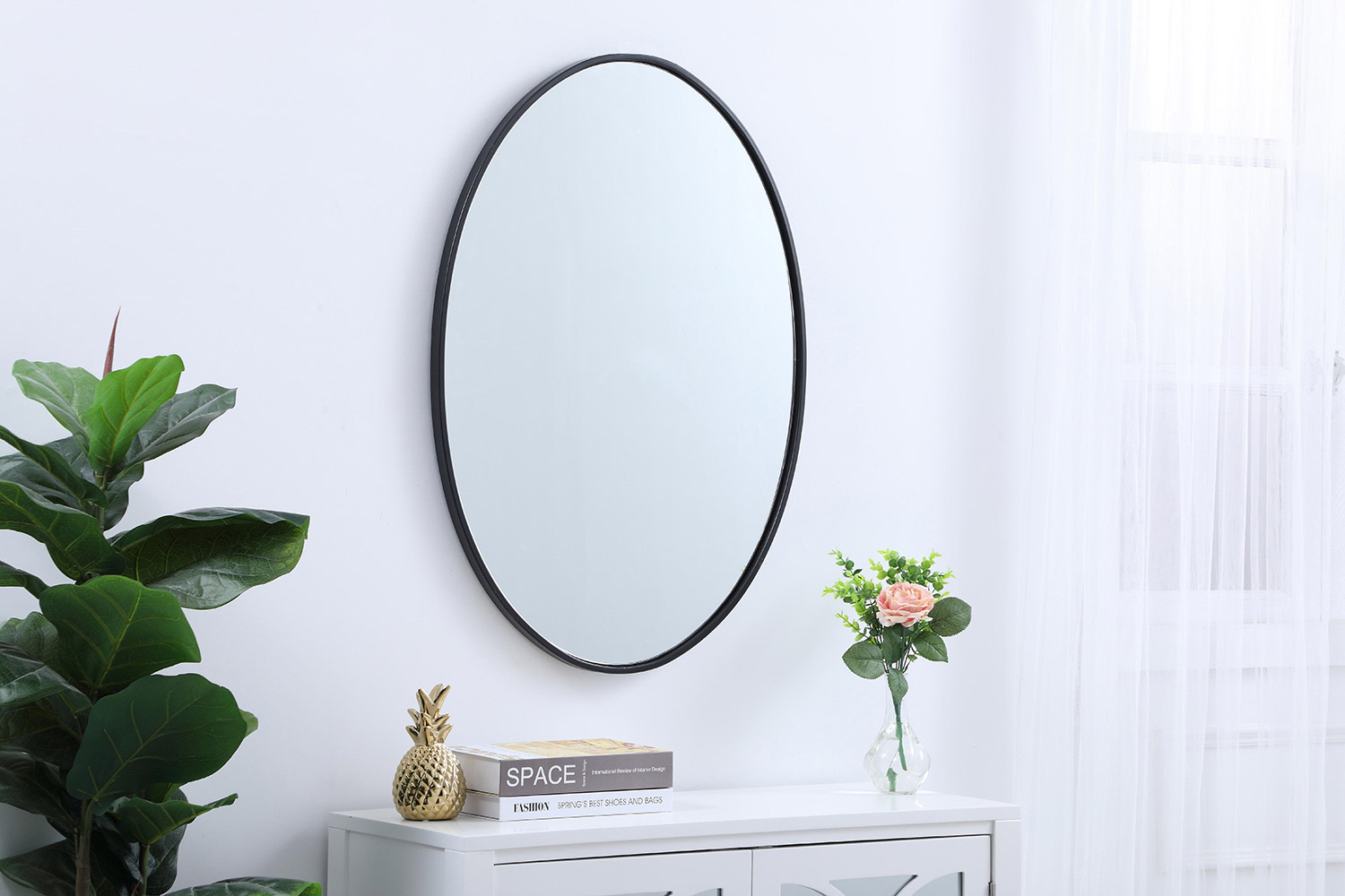 Elegant Wall Mirror - Black, L 34" (MR4624BK)