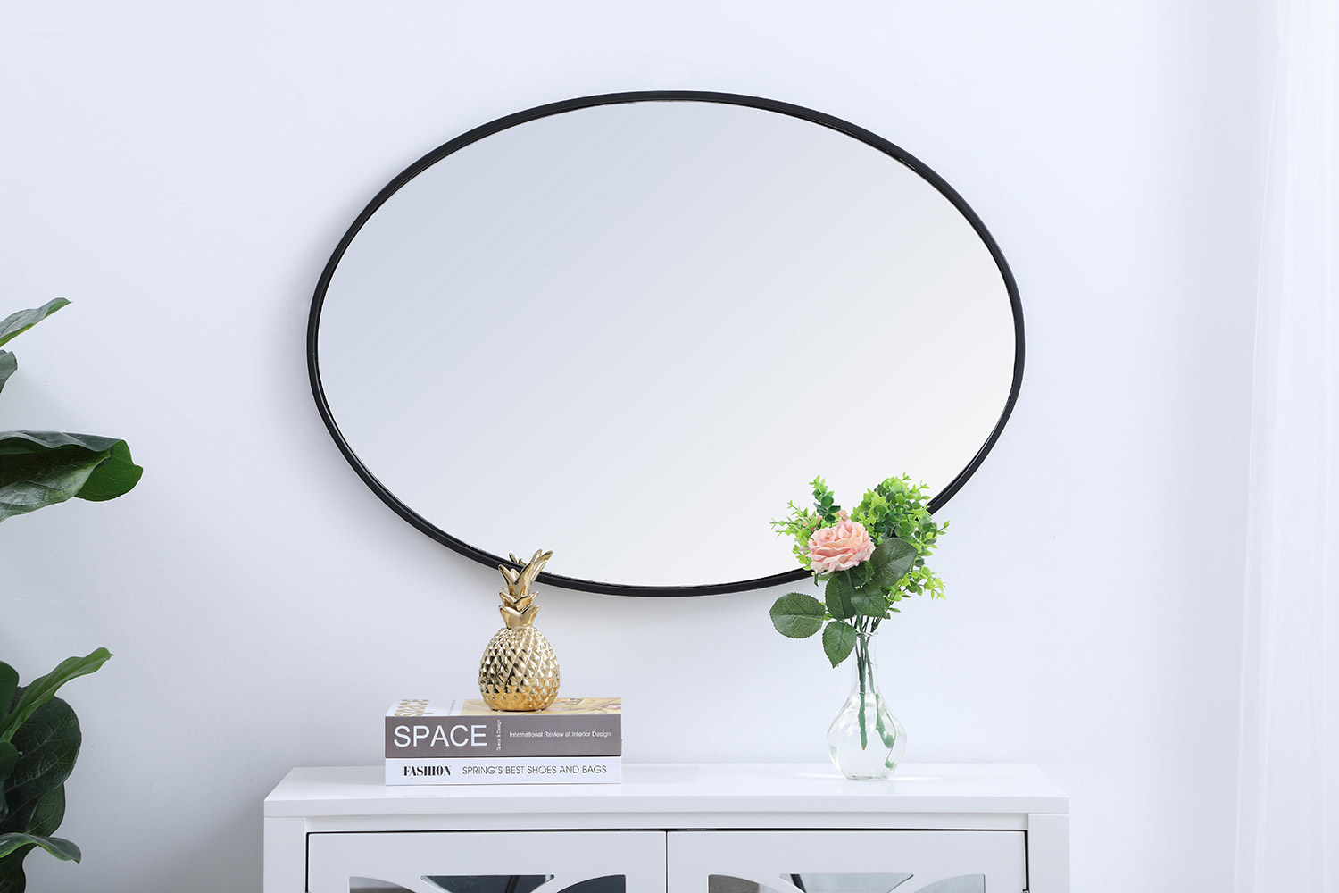 Elegant Wall Mirror - Black, L 34" (MR4624BK)