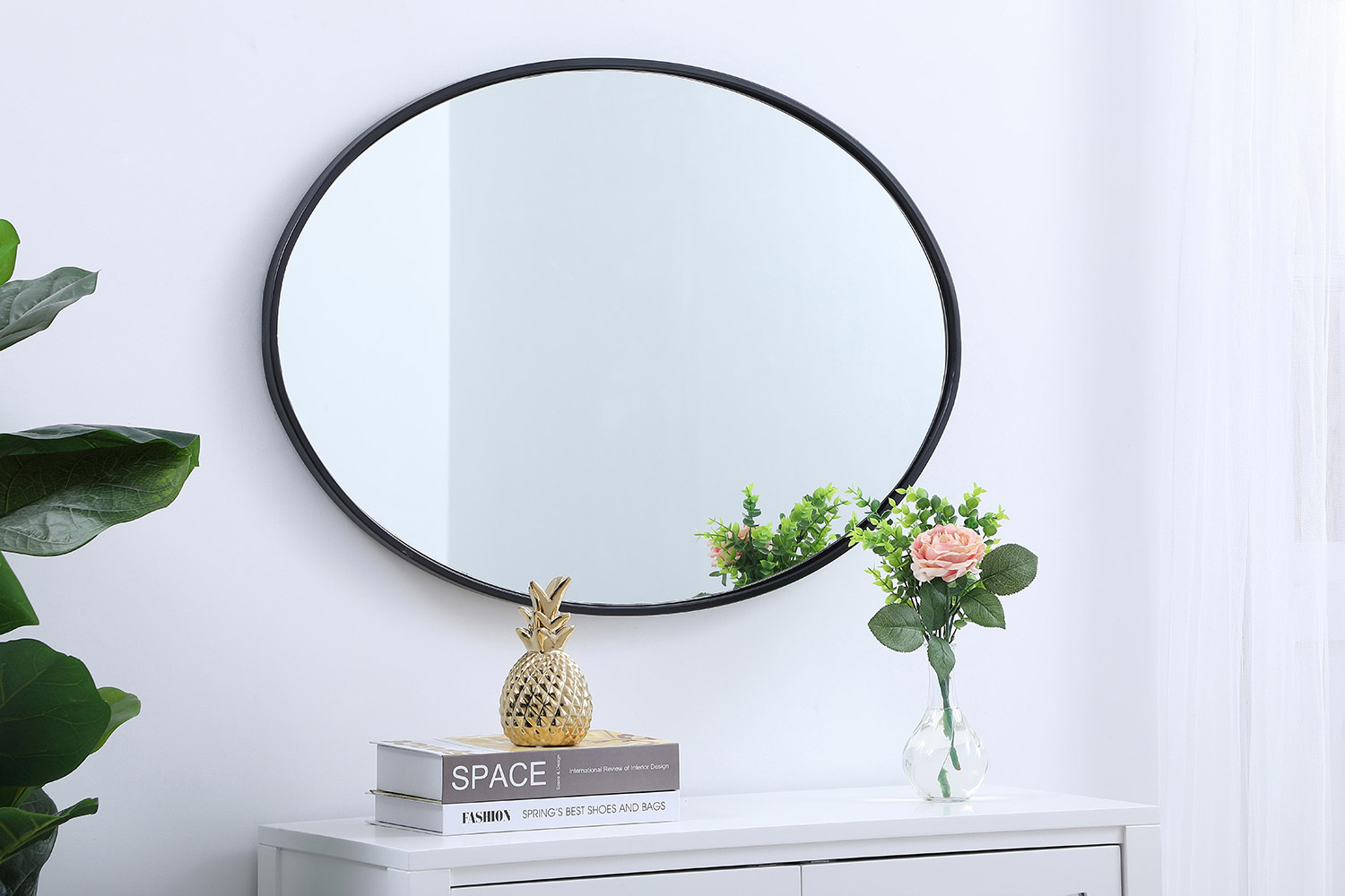 Elegant Wall Mirror - Black, L 34" (MR4624BK)