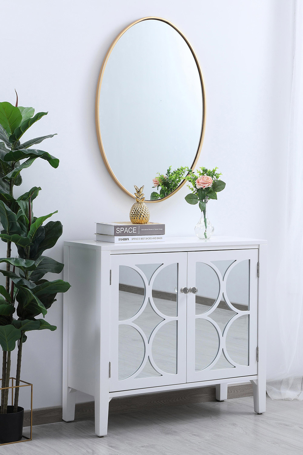 Elegant Wall Mirror - Brass, L 34" (MR4624BR)