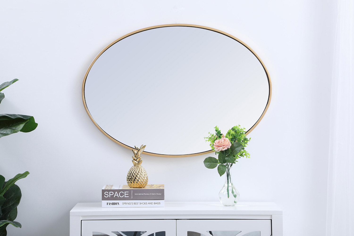 Elegant Wall Mirror - Brass, L 34" (MR4624BR)