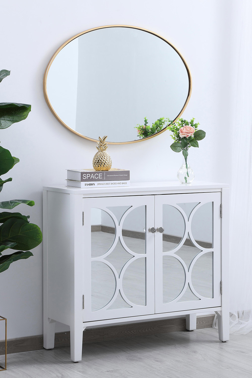 Elegant Wall Mirror - Brass, L 34" (MR4624BR)