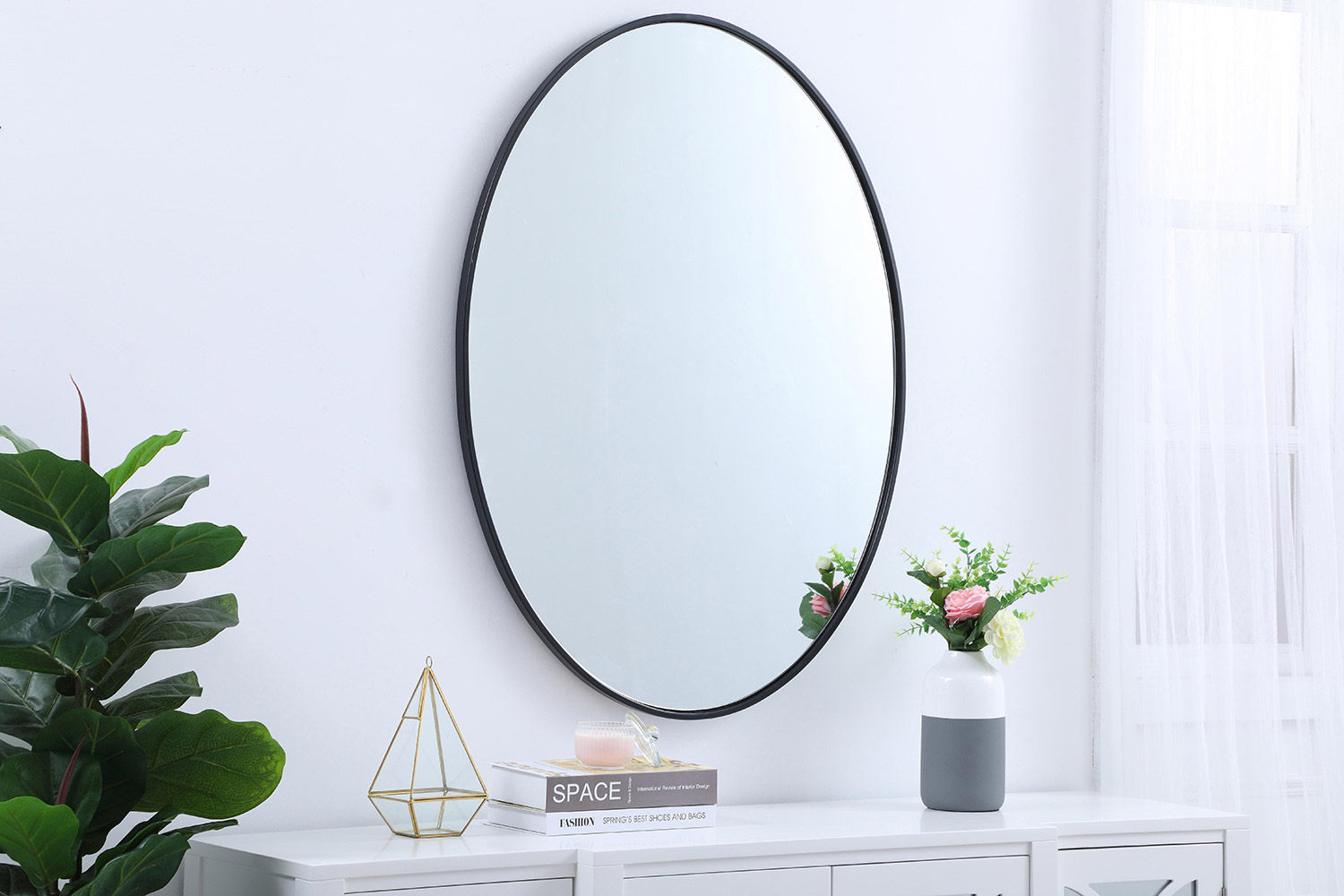 Elegant Wall Mirror - Black, L 40" (MR4630BK)