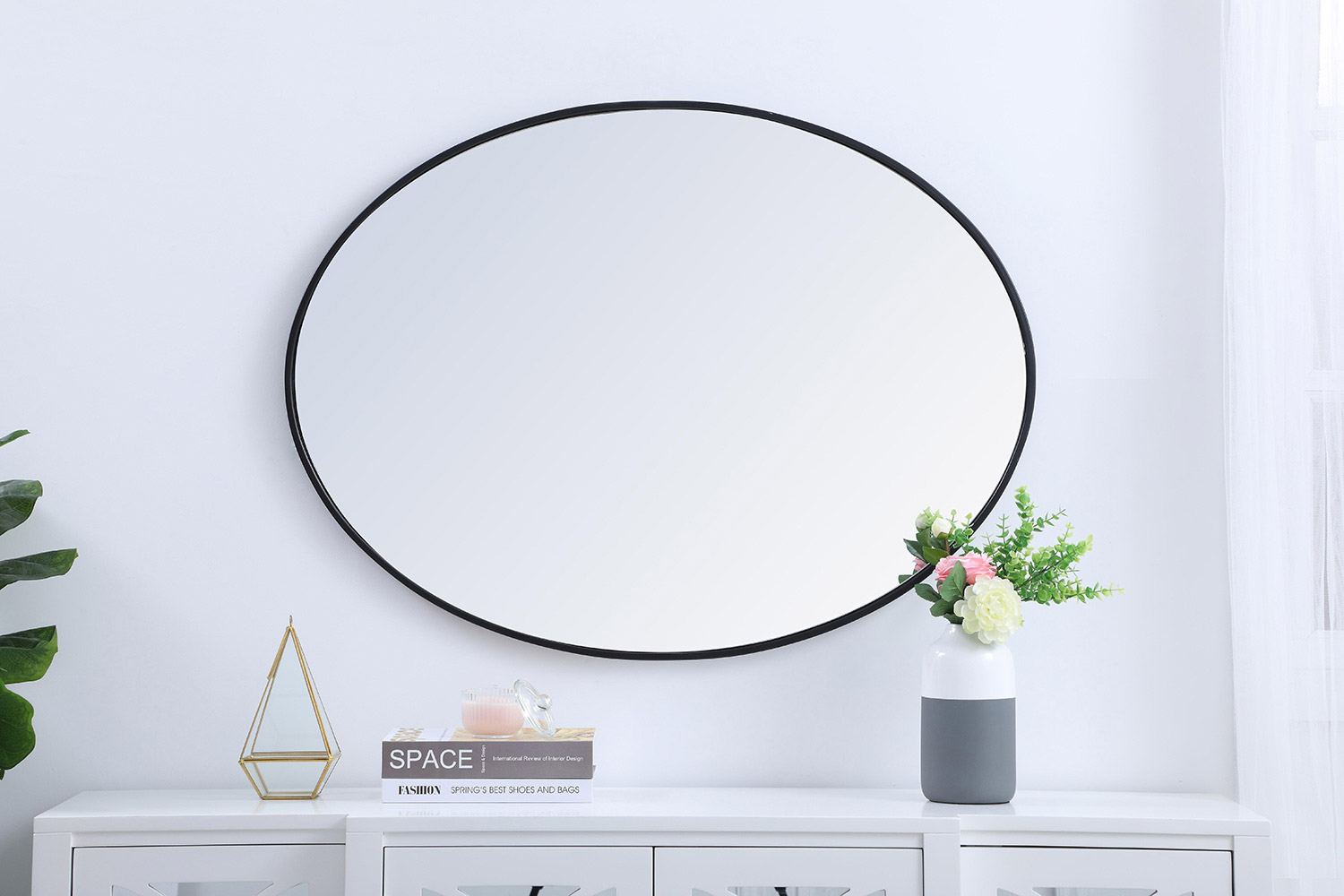 Elegant Wall Mirror - Black, L 40" (MR4630BK)