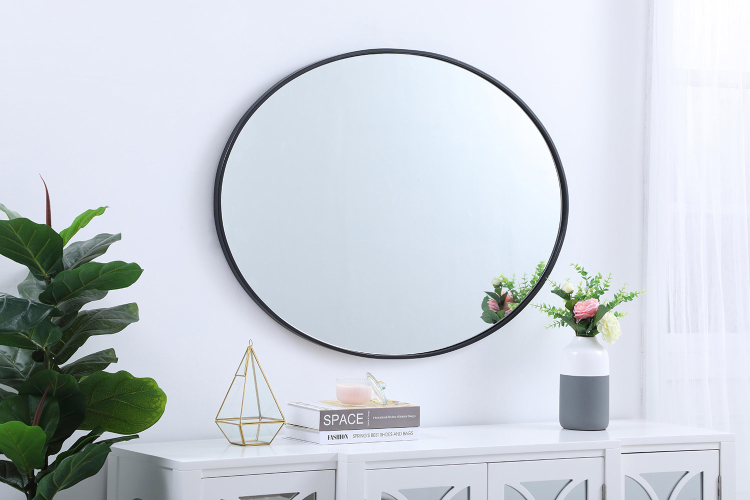 Elegant Wall Mirror - Black, L 40" (MR4630BK)