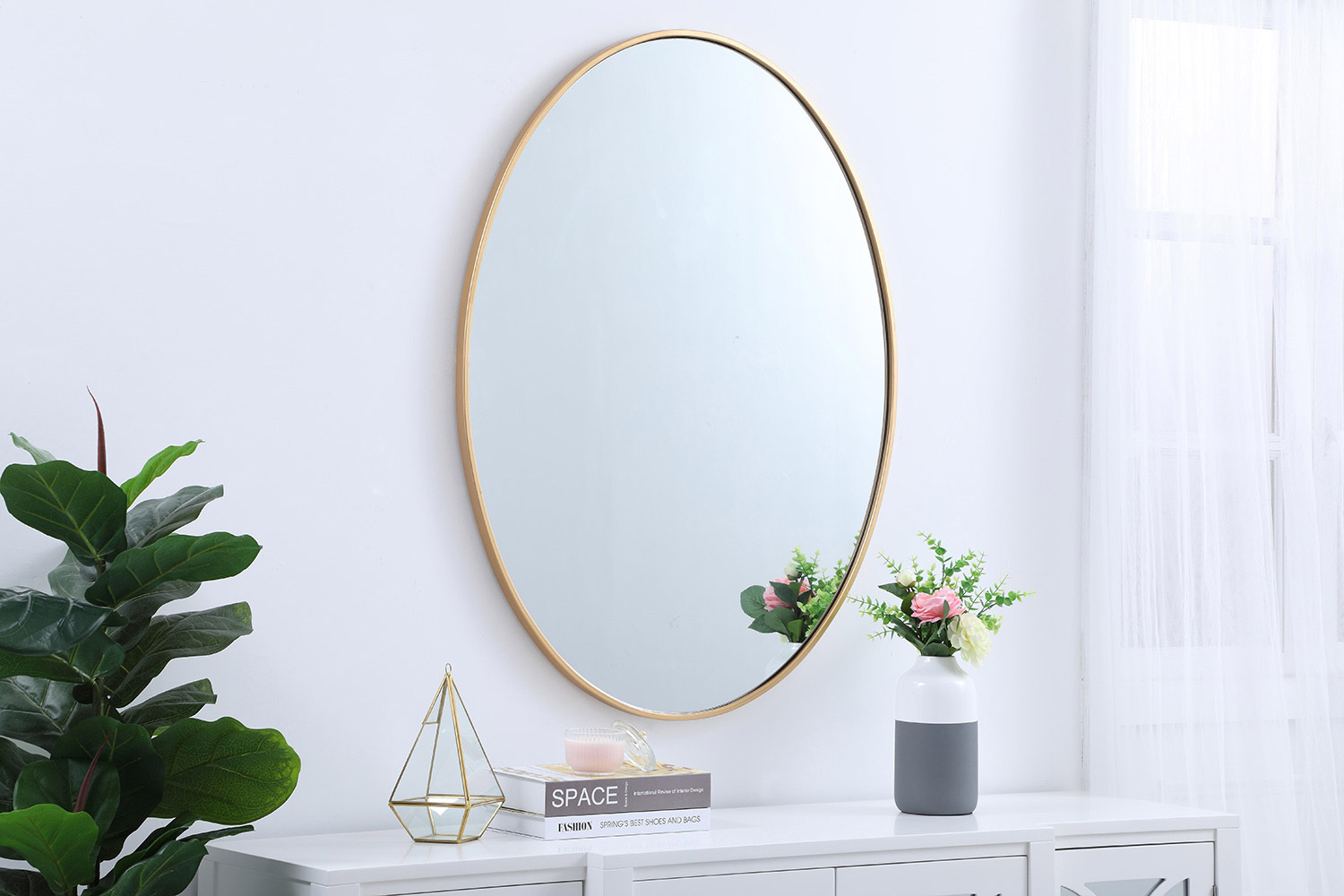 Elegant Wall Mirror - Brass, L 40" (MR4630BR)