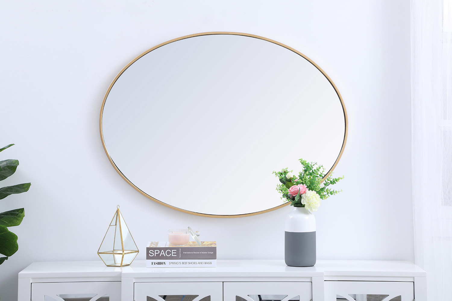 Elegant Wall Mirror - Brass, L 40" (MR4630BR)