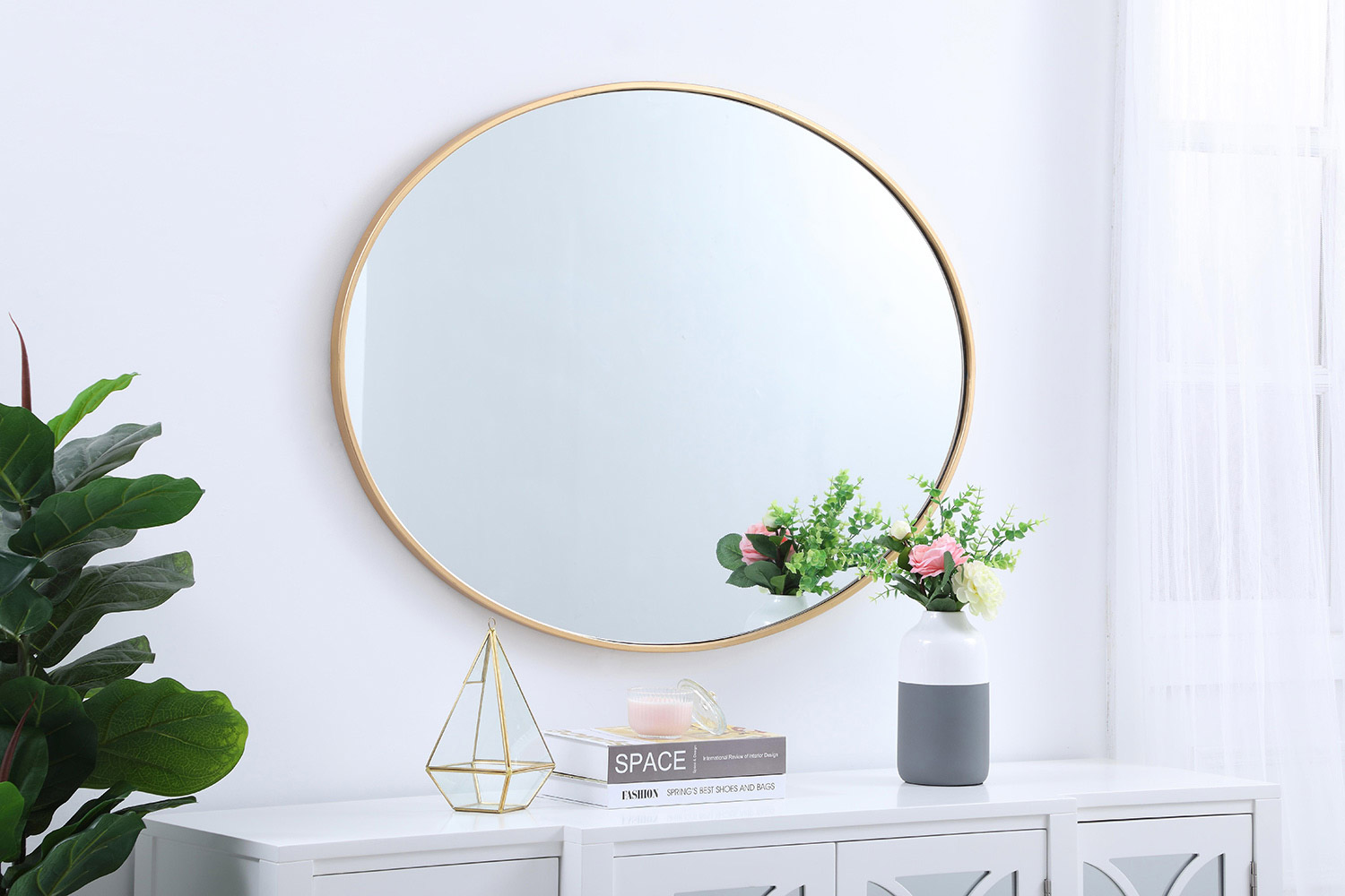 Elegant Wall Mirror - Brass, L 40" (MR4630BR)