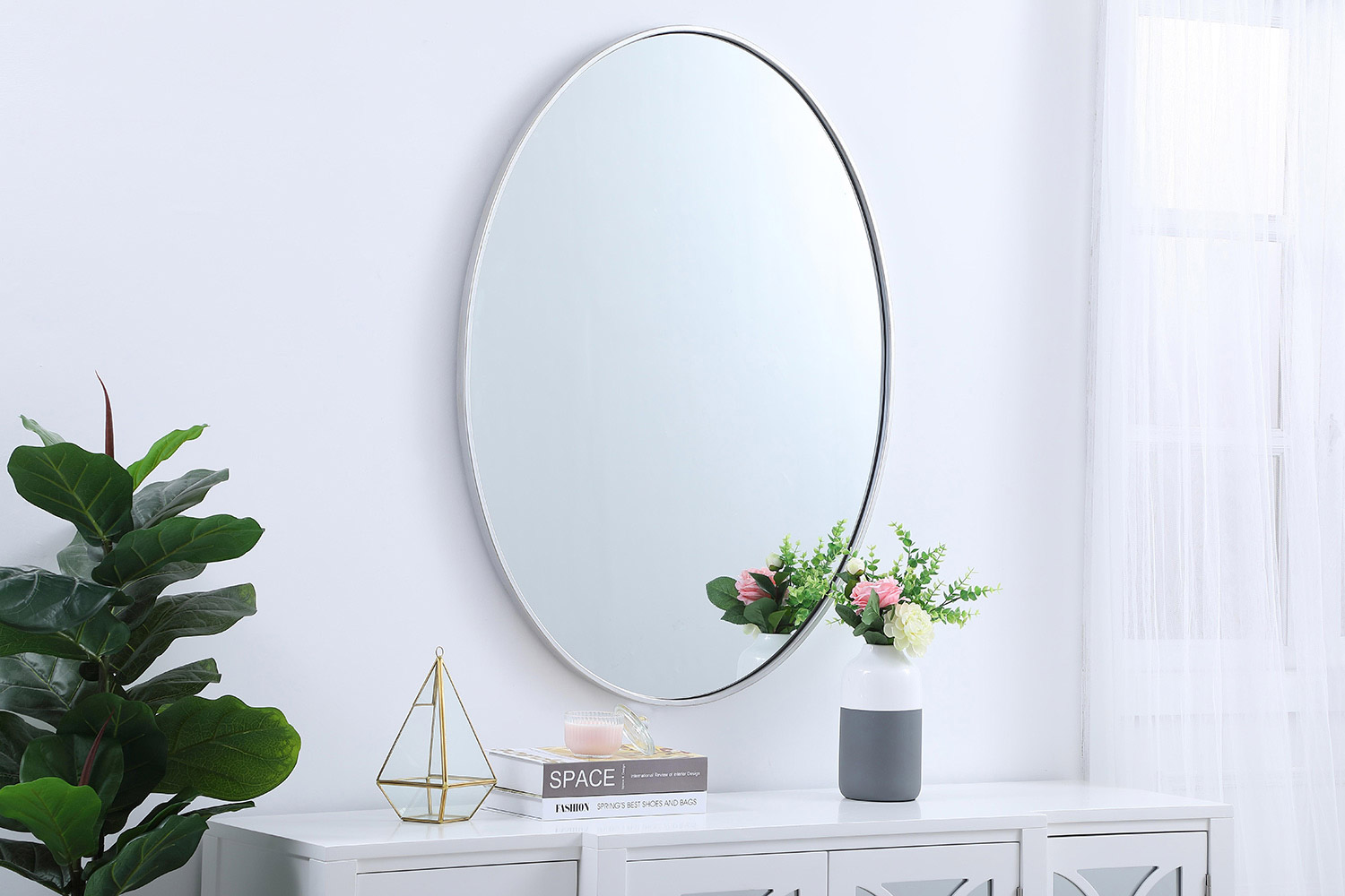 Elegant Wall Mirror - Silver, L 40" (MR4630S)