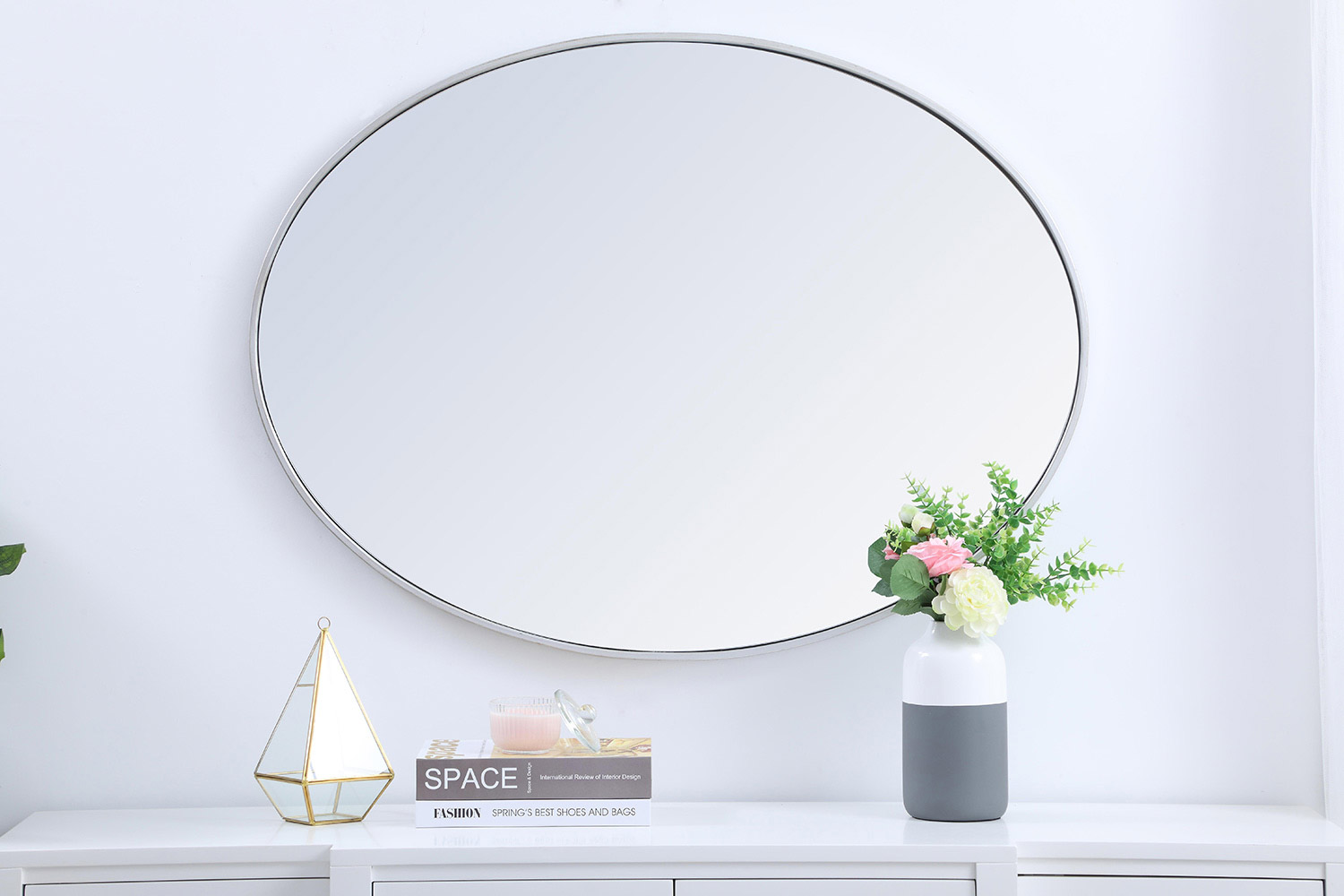 Elegant Wall Mirror - Silver, L 40" (MR4630S)