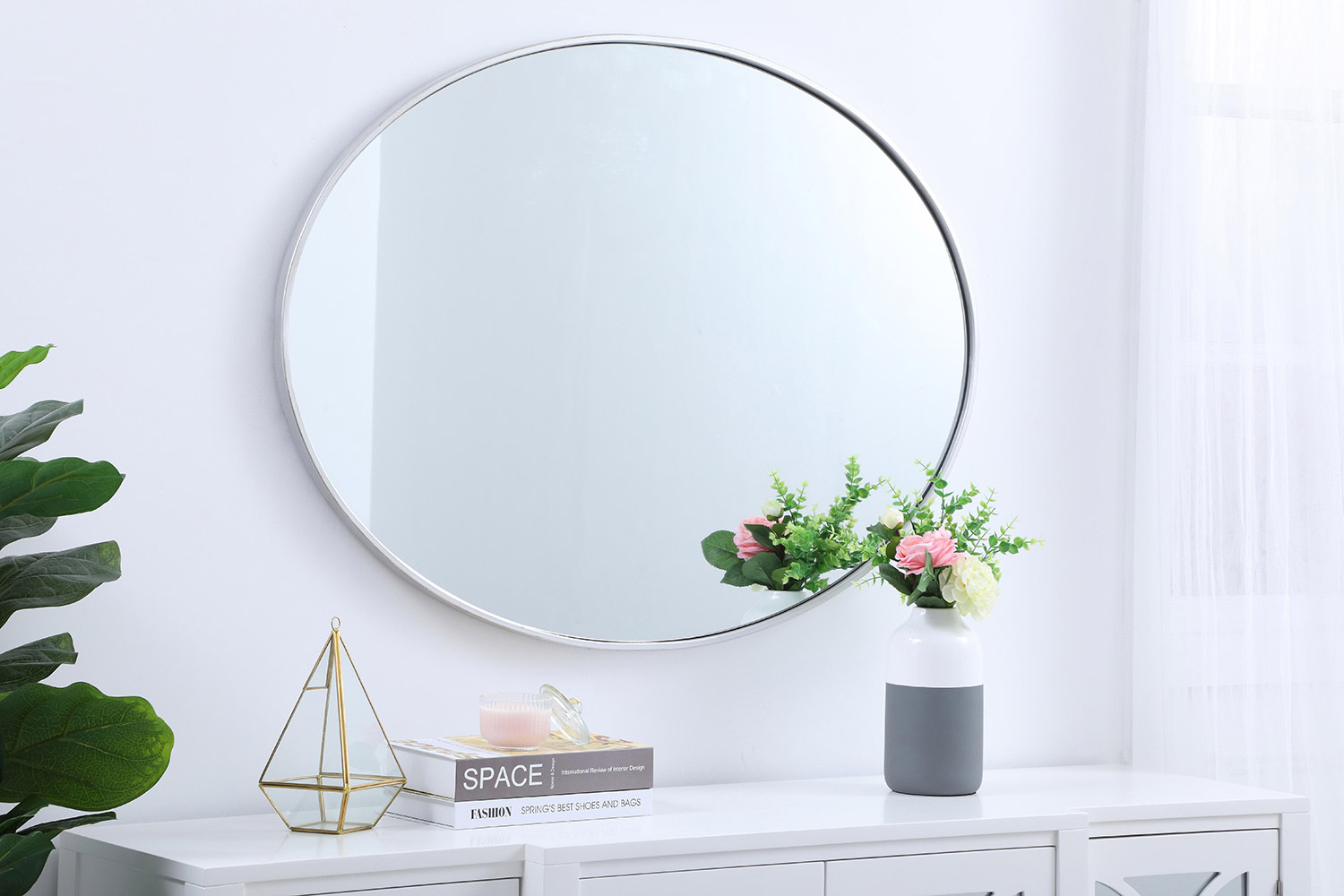 Elegant Wall Mirror - Silver, L 40" (MR4630S)