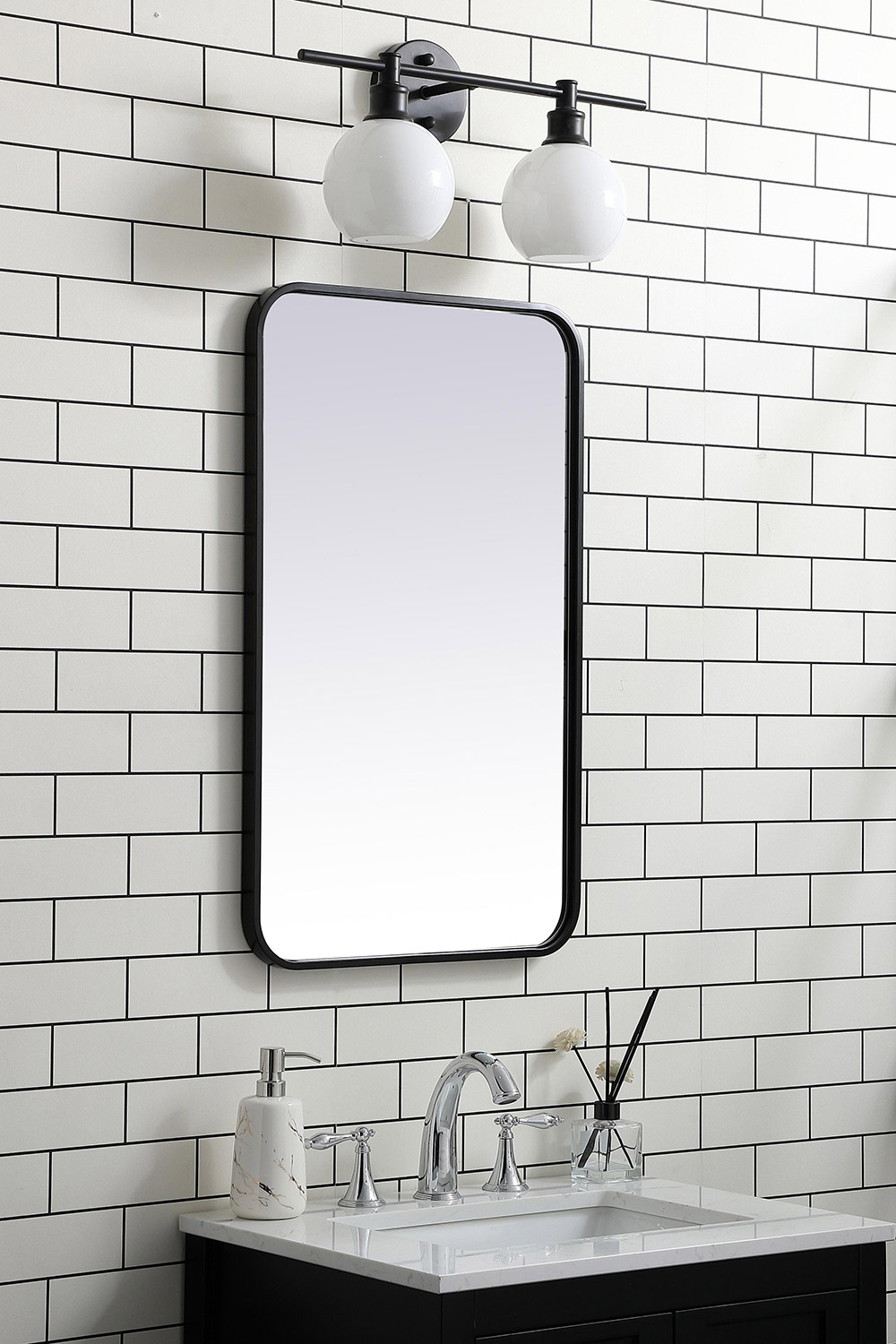 Elegant Wall Mirror - Black, L 30" (MR801830BK)