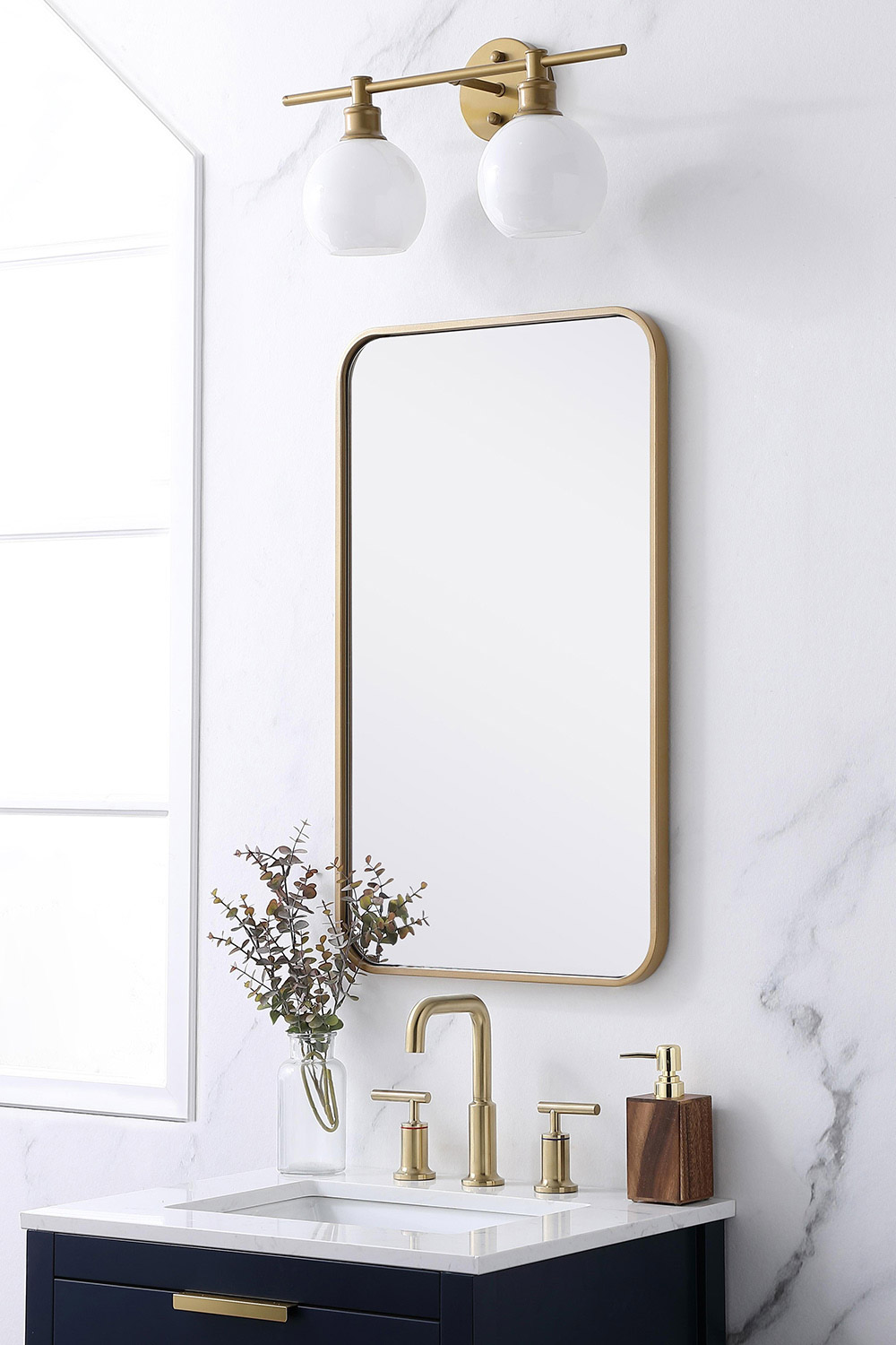 Elegant Wall Mirror - Brass, L 30" (MR801830BR)