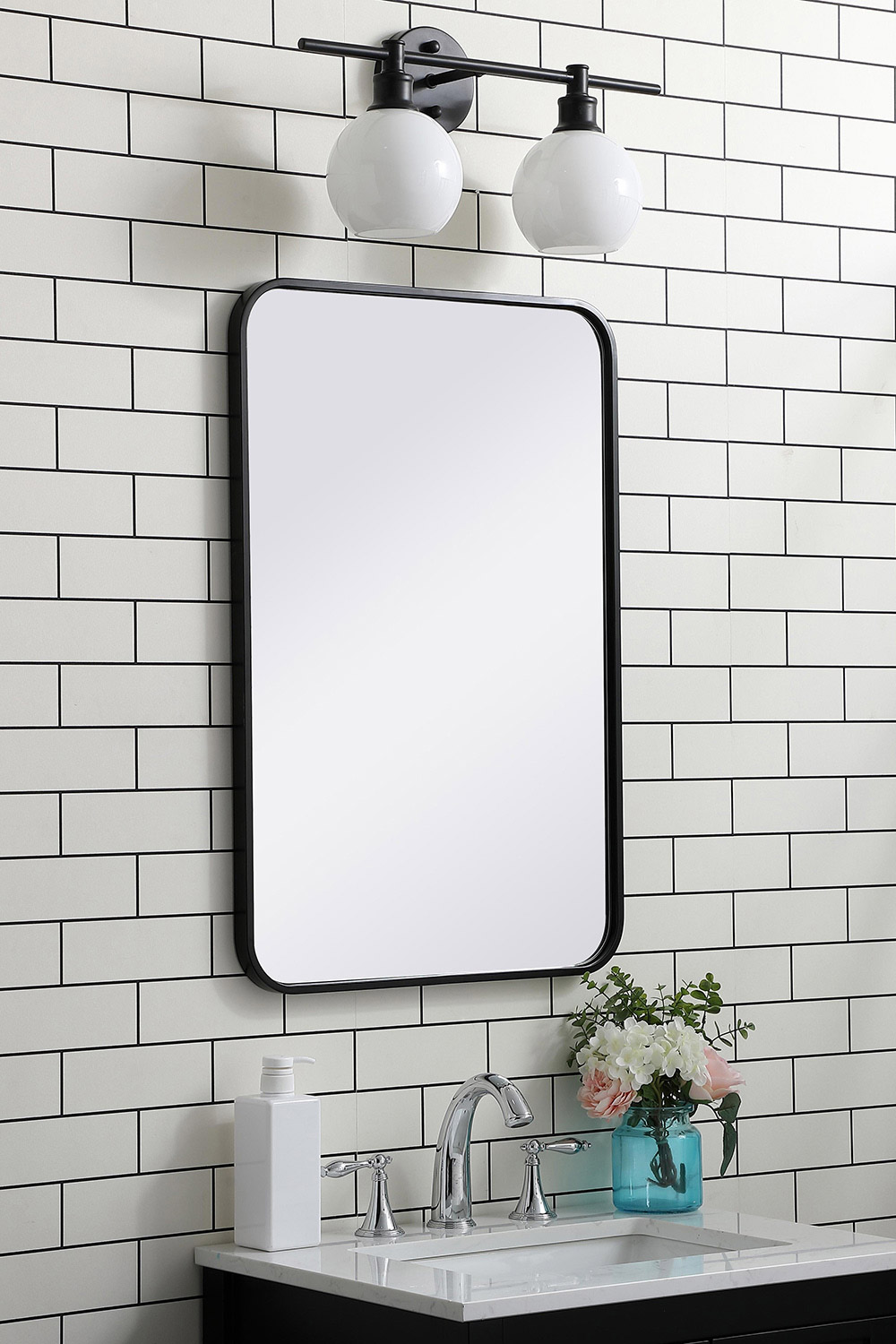 Elegant Wall Mirror - Black, L 30" (MR802030BK)