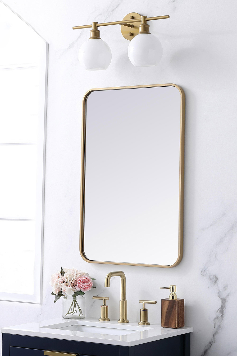 Elegant Wall Mirror - Brass, L 30" (MR802030BR)