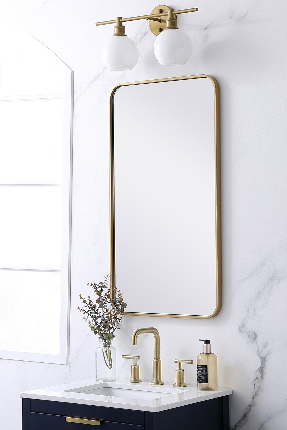 Elegant Wall Mirror - Brass, L 36" (MR802036BR)