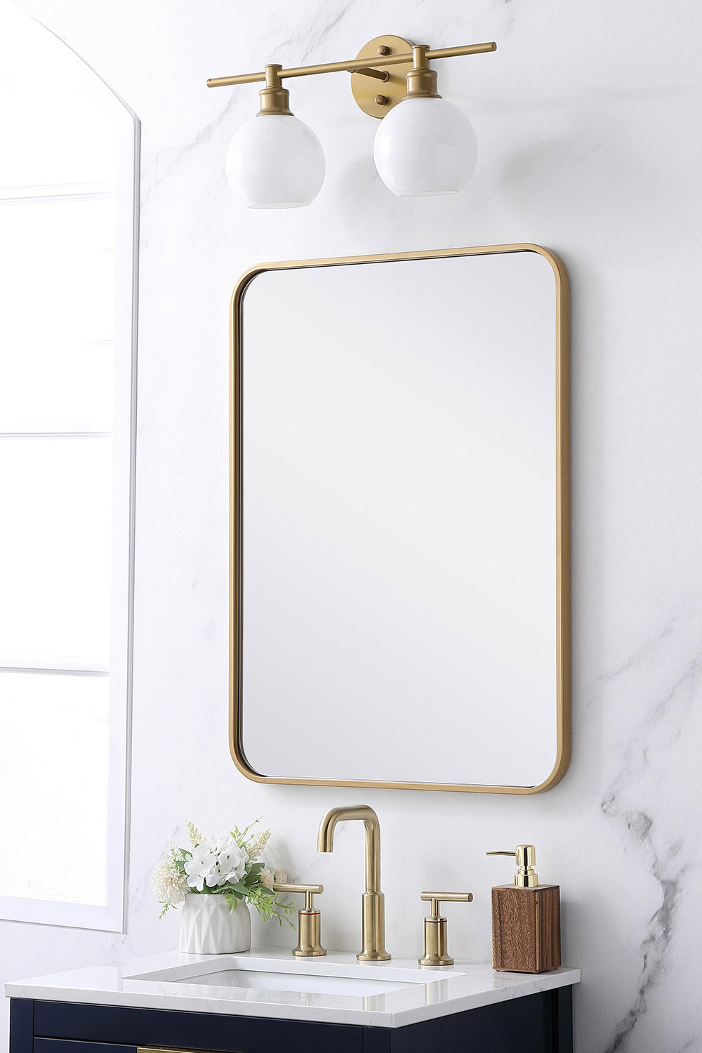 Elegant Wall Mirror - Brass, L 30" (MR802230BR)