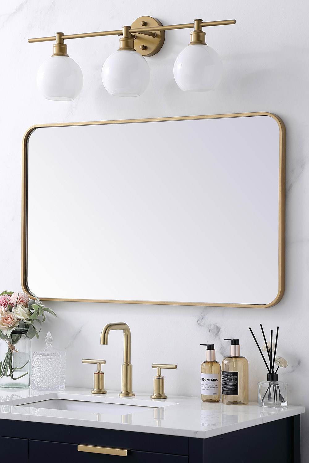 Elegant Wall Mirror - Brass, L 36" (MR802236BR)