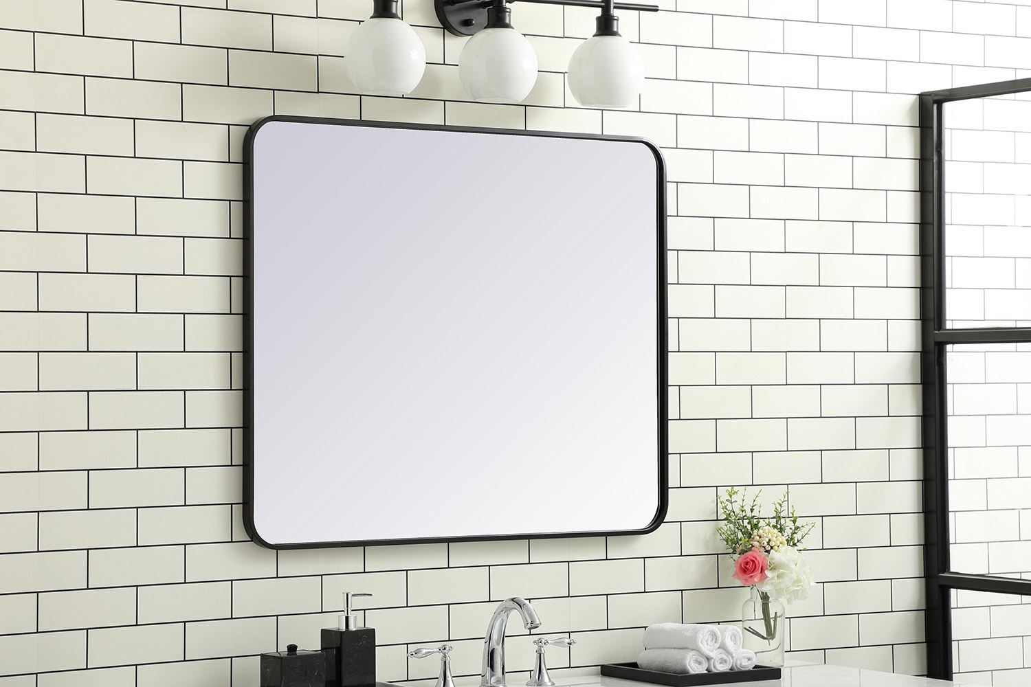 Elegant Wall Mirror - Black, L 36" (MR803036BK)