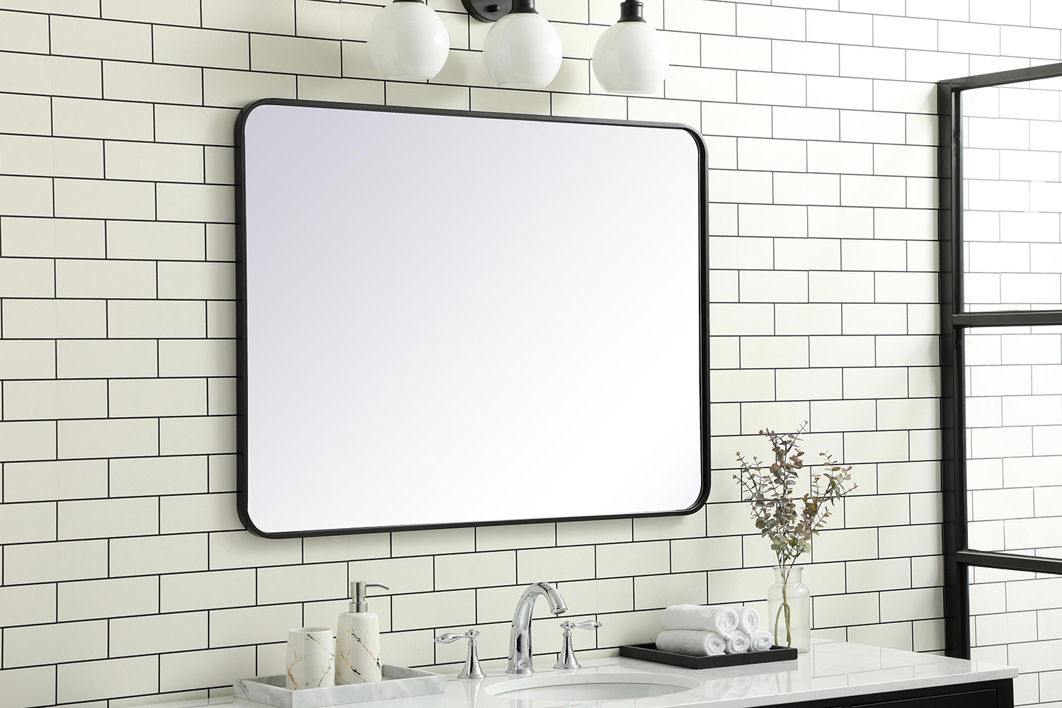Elegant Wall Mirror - Black, L 40" (MR803040BK)