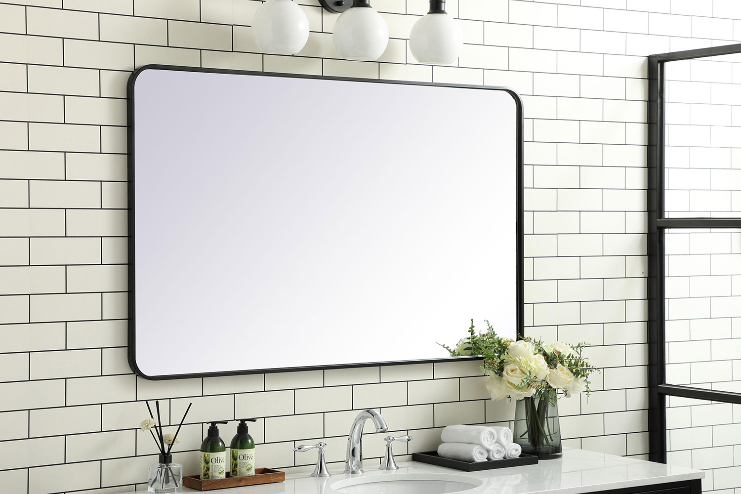 Elegant Wall Mirror - Black, L 48" (MR803048BK)