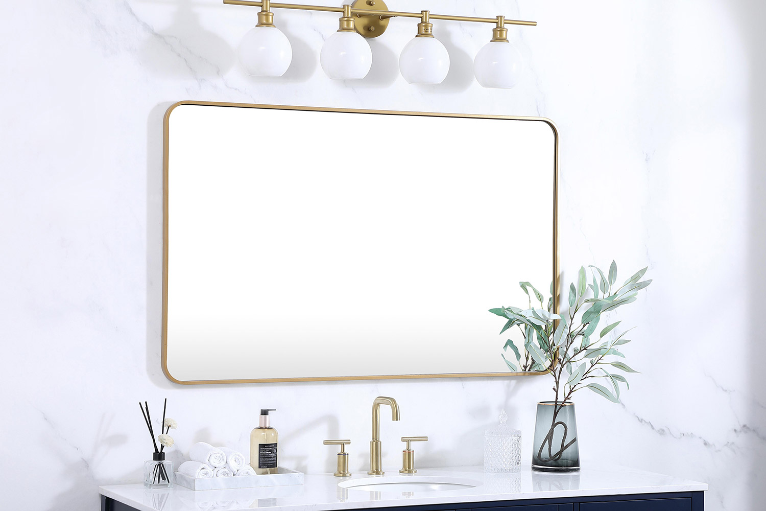 Elegant Wall Mirror - Brass, L 48" (MR803048BR)