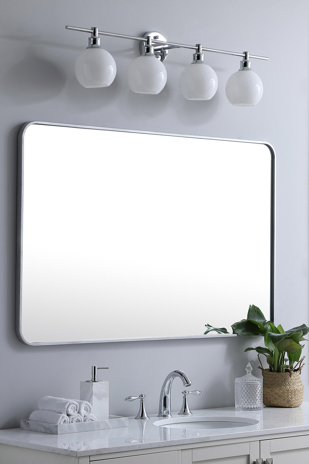 Elegant Wall Mirror - Silver, L 48" (MR803048S)