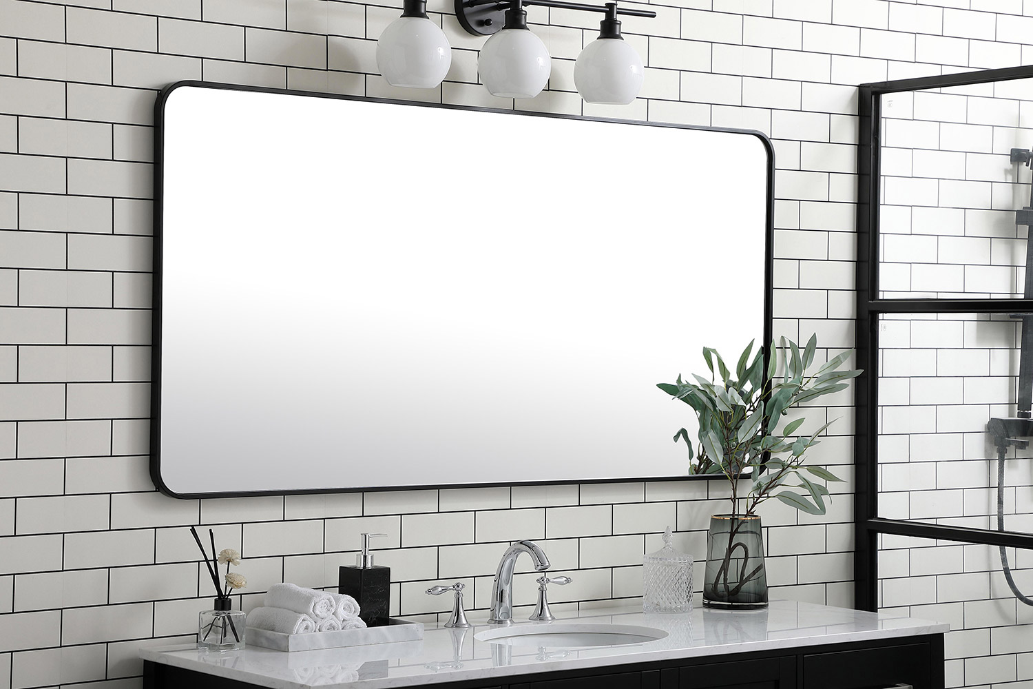 Elegant Wall Mirror - Black, L 60" (MR803060BK)