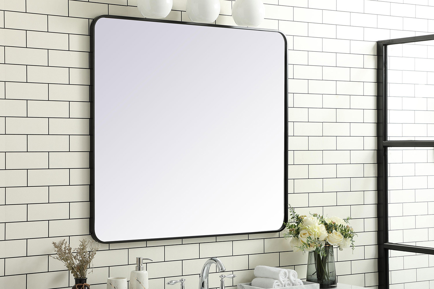 Elegant Wall Mirror - Black, L 40" (MR803640BK)