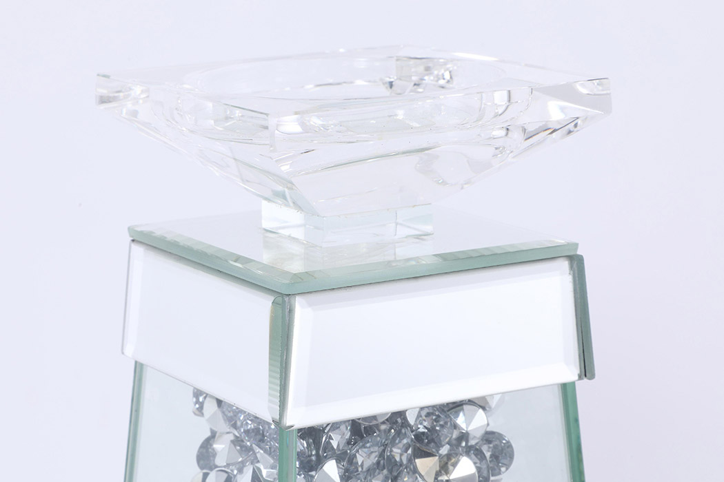 Elegant Sparkle Candleholder - Silver/Clear Mirror, L 14" (MR9239)