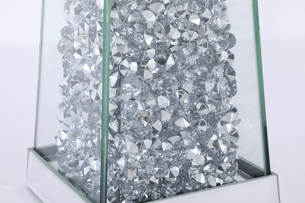 Elegant Sparkle Candleholder - Silver/Clear Mirror, L 14" (MR9239)
