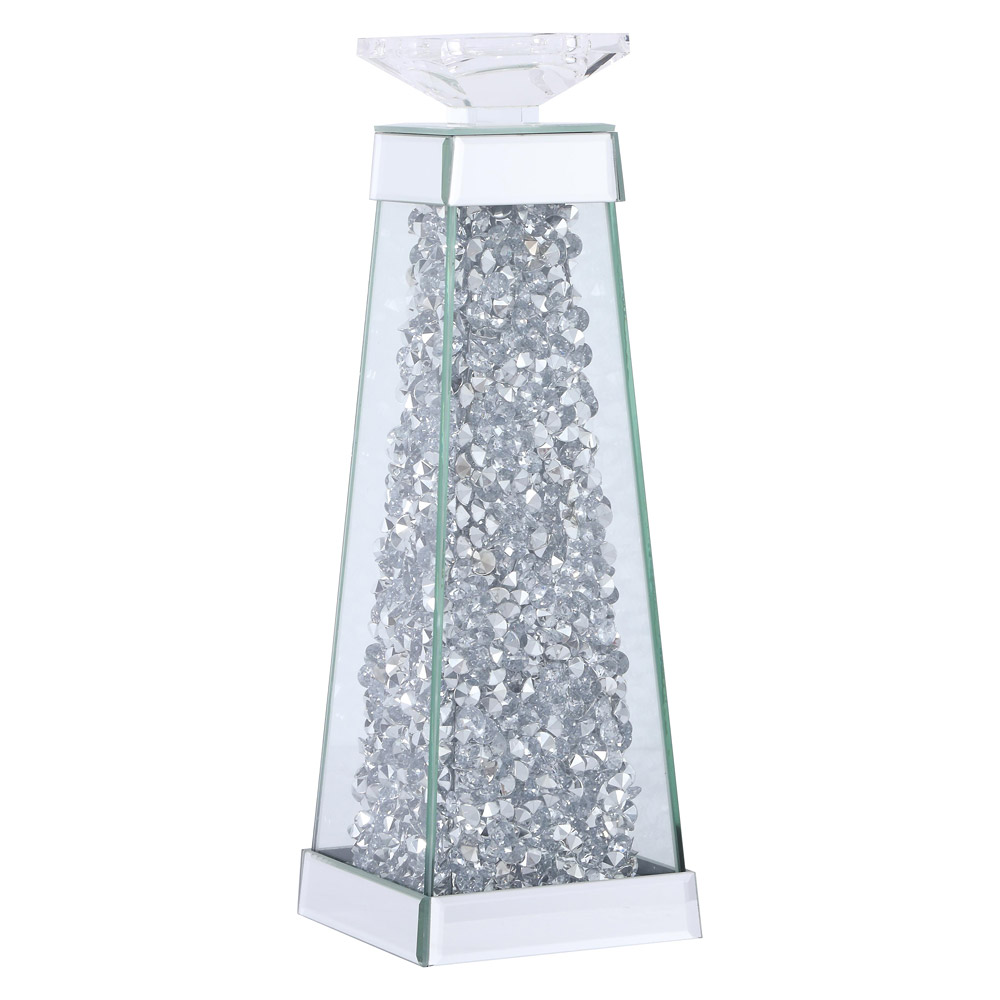 Elegant Sparkle Candleholder - Silver/Clear Mirror, L 14" (MR9239)