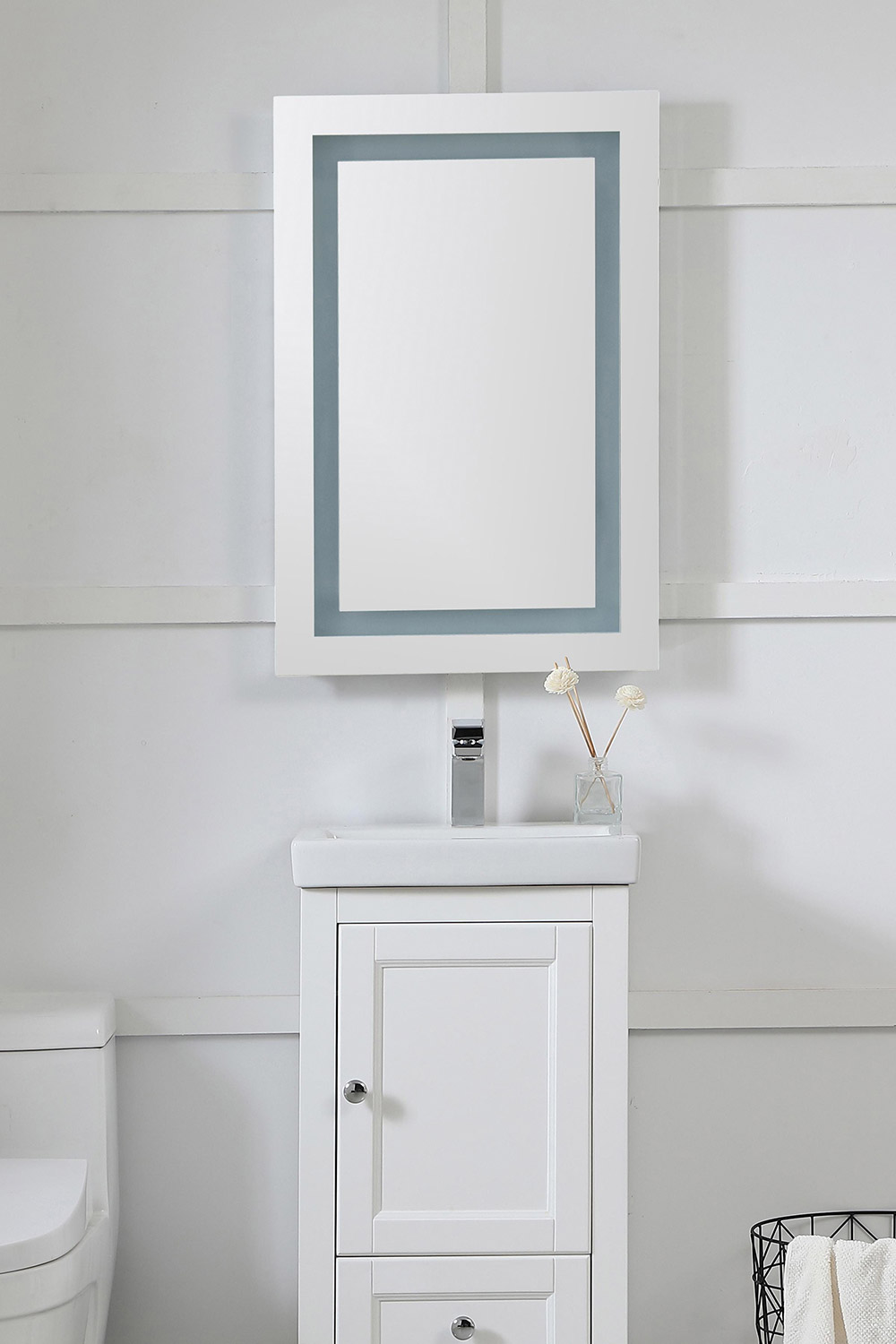 Elegant Wall Mirror - Clear/Cold White, D 20", H 30" (MRE-6001)