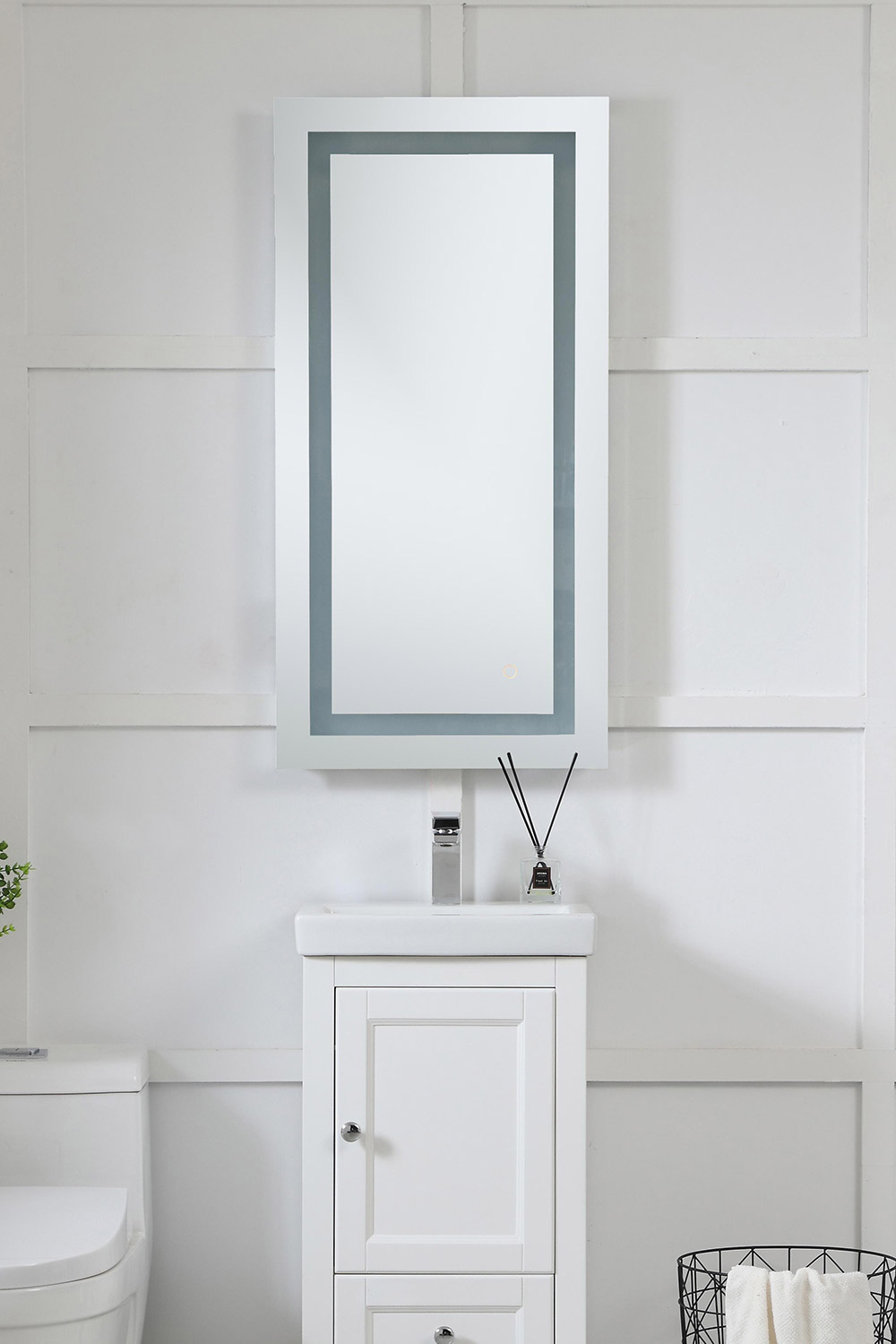 Elegant Wall Mirror - Clear/Cold White, D 20", H 40" (MRE-6002)