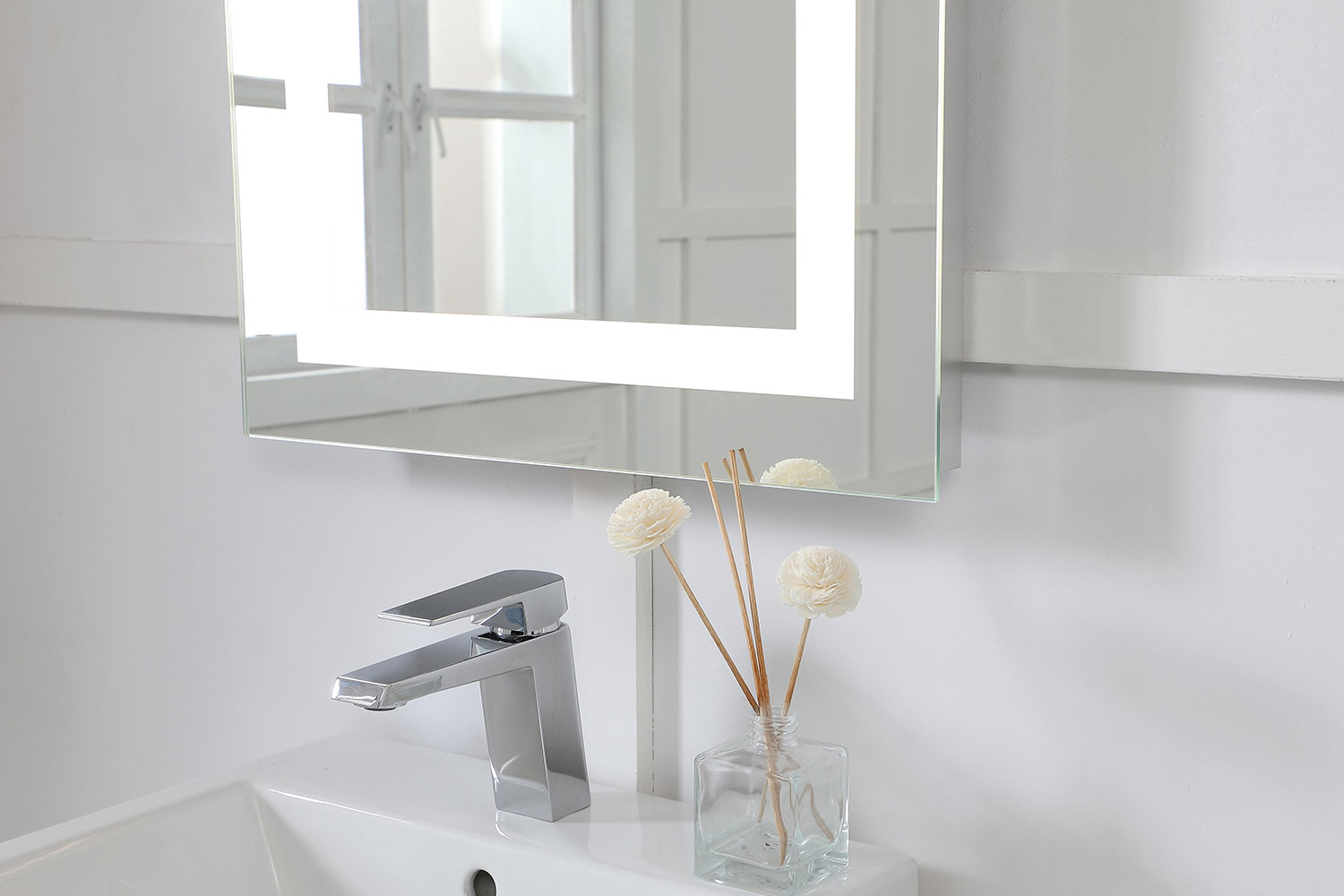 Elegant Wall Mirror - Clear/Cold White, D 20", H 40" (MRE-6002)