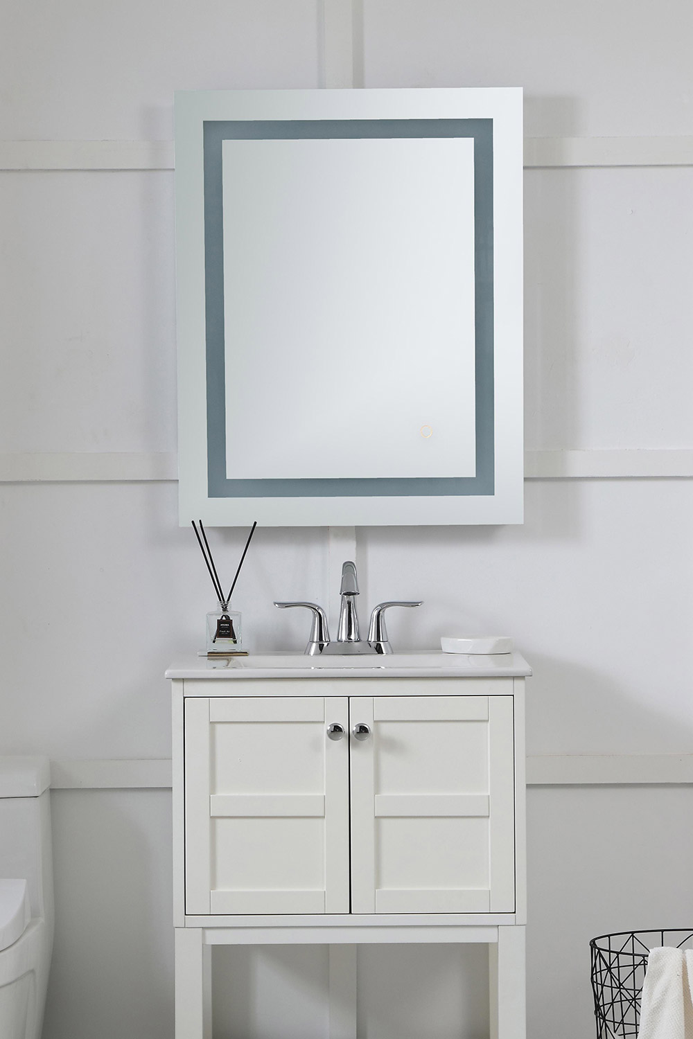 Elegant Wall Mirror - Clear/Cold White, D 24", H 30" (MRE-6003)