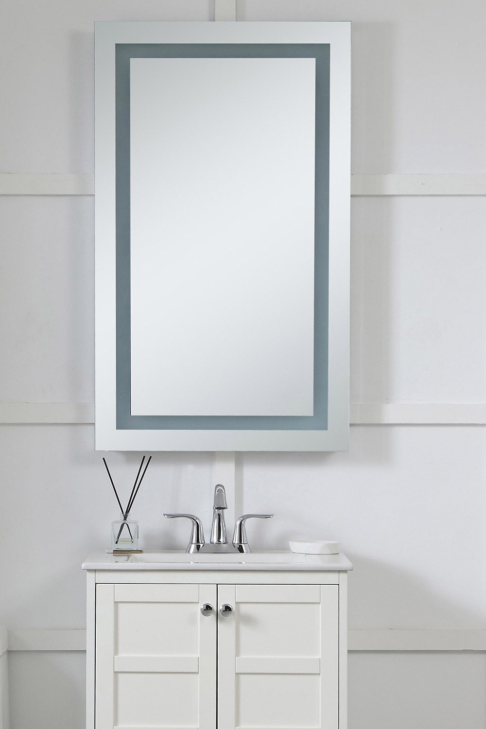 Elegant Wall Mirror - Clear/Warm White, D 24", H 40" (MRE-6014)