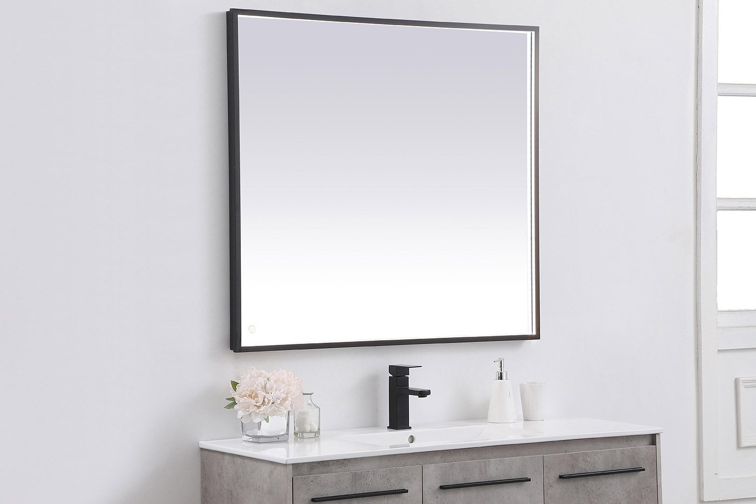Elegant Wall Mirror - Black, D 40", H 36" (MRE63640BK)