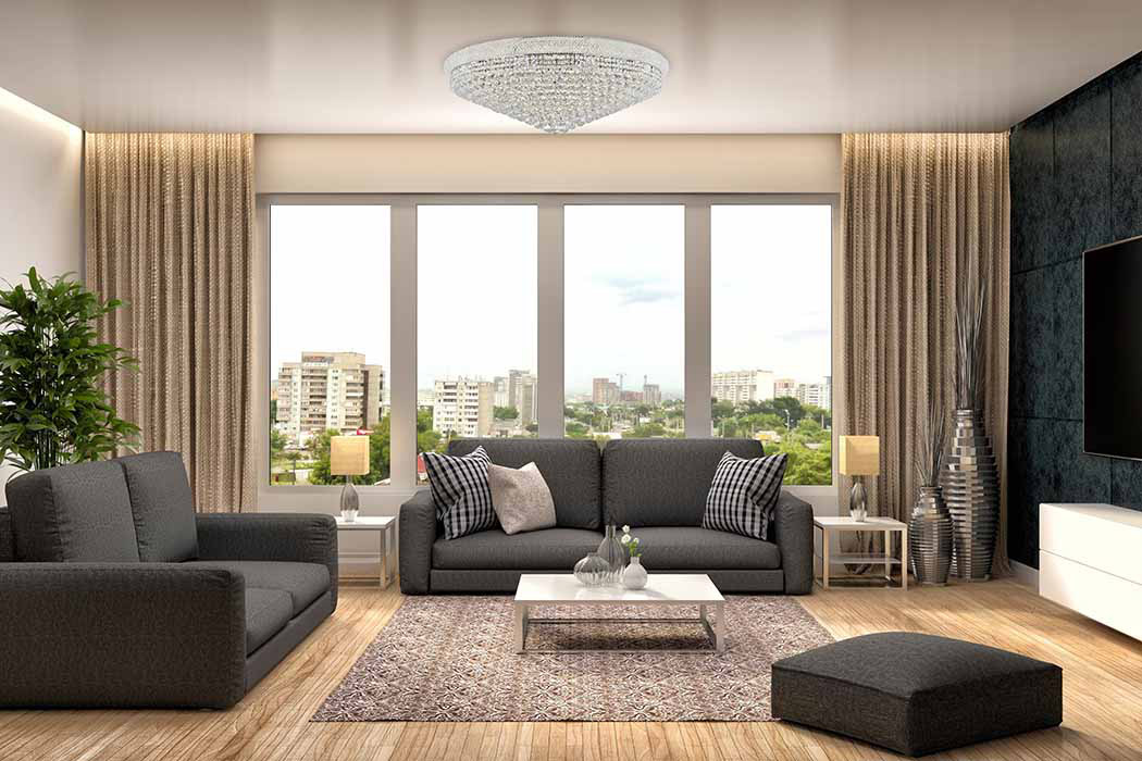Elegant Flush Mount Light - Chrome, L 42" (V1800F42C-RC)